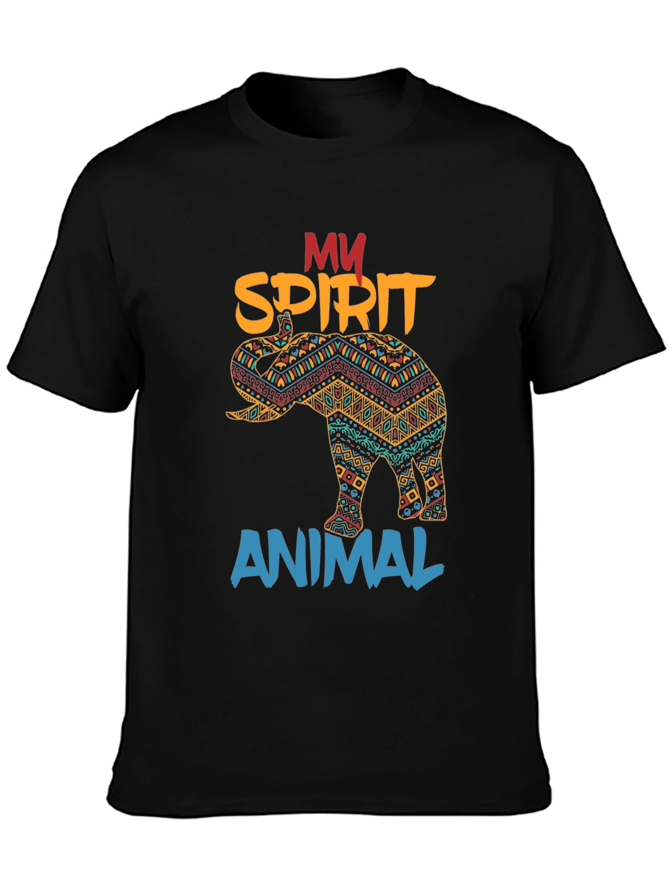 Black Elephant Spirit Animal Graphic T-Shirt view 3