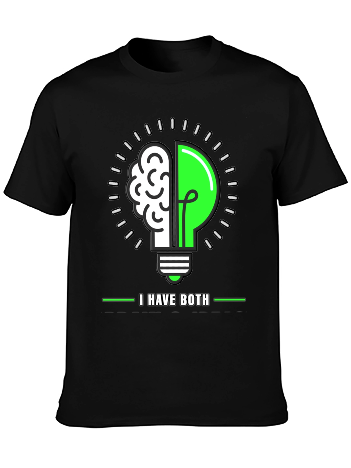 Black Brain & Light Bulb Graphic T-Shirt - I Have Both! view 3