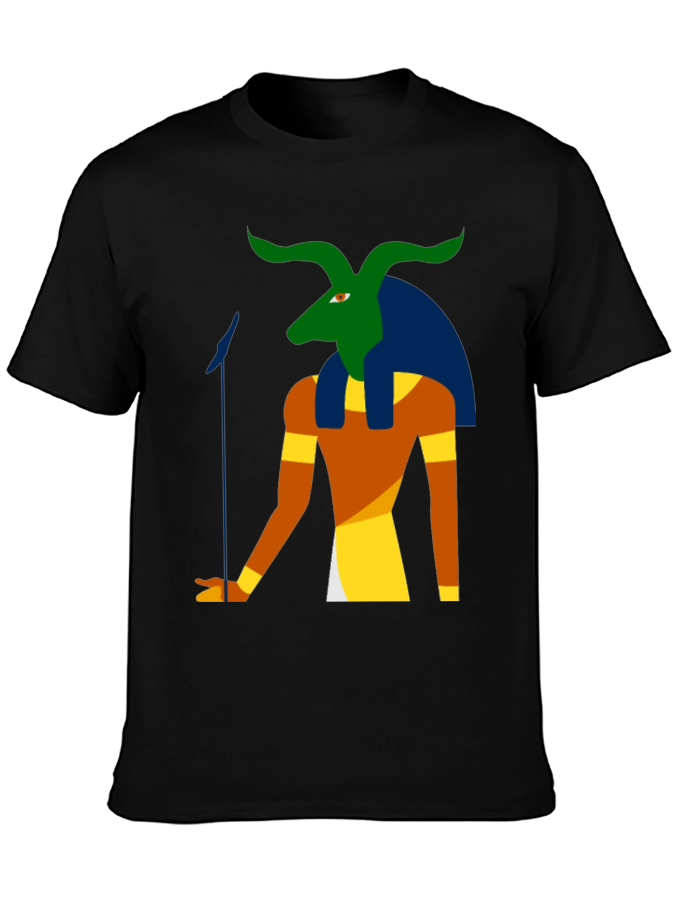 Black Egyptian Deity Graphic Tee - Black Cotton Shirt view 3
