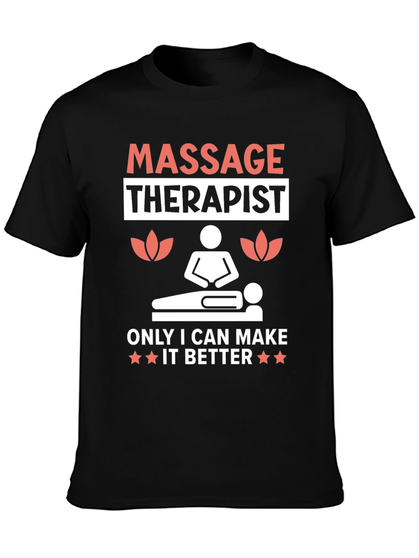 Black Massage Therapist Graphic T-Shirt view 3