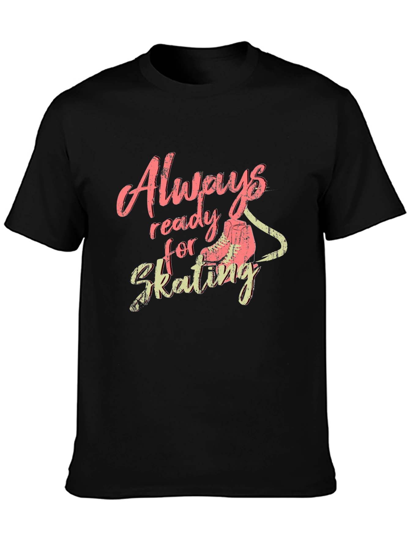 Black Always Ready for Skating Graphic T-Shirt view 3