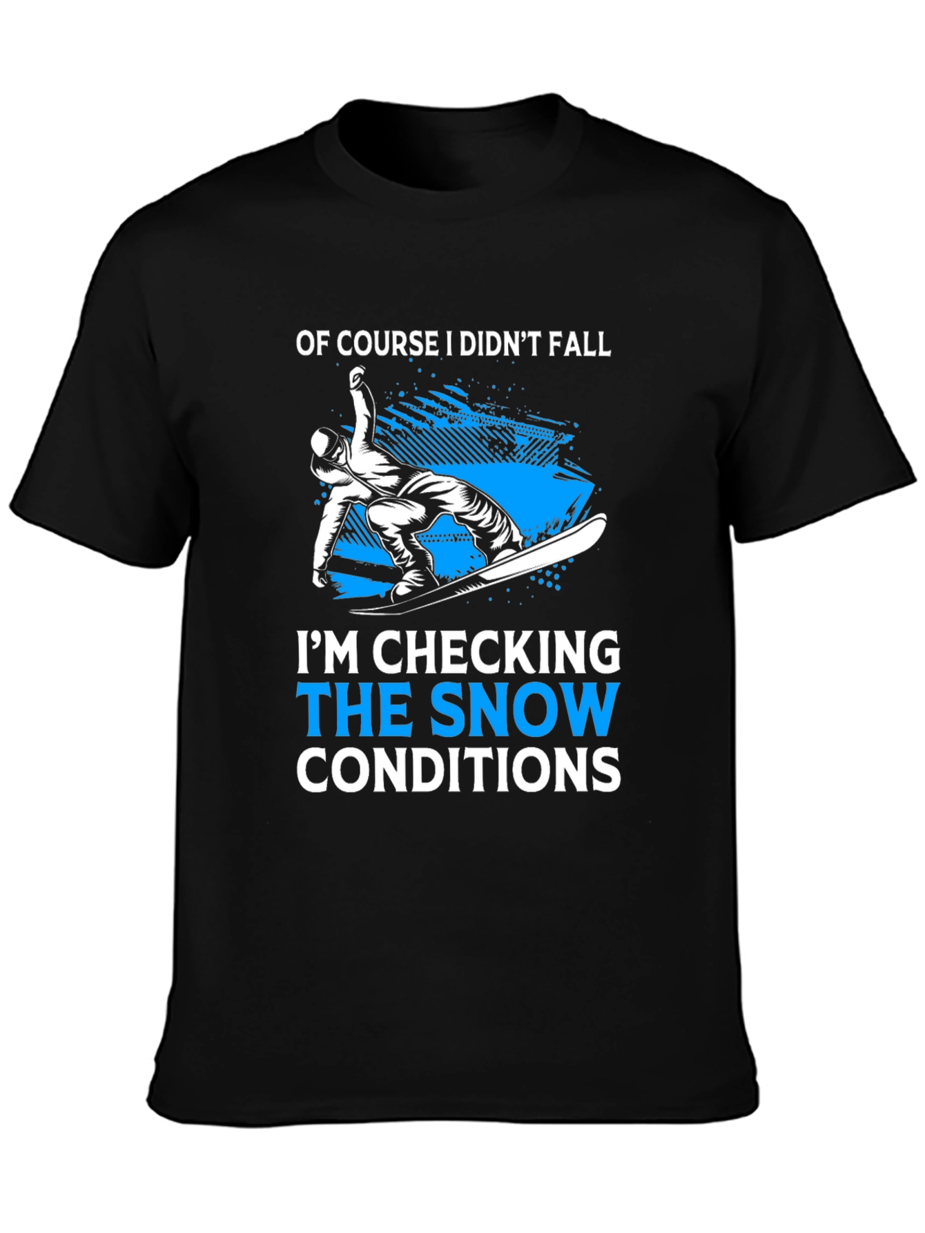 Black Funny Snowboarding T-Shirt - Snow Conditions Check view 3