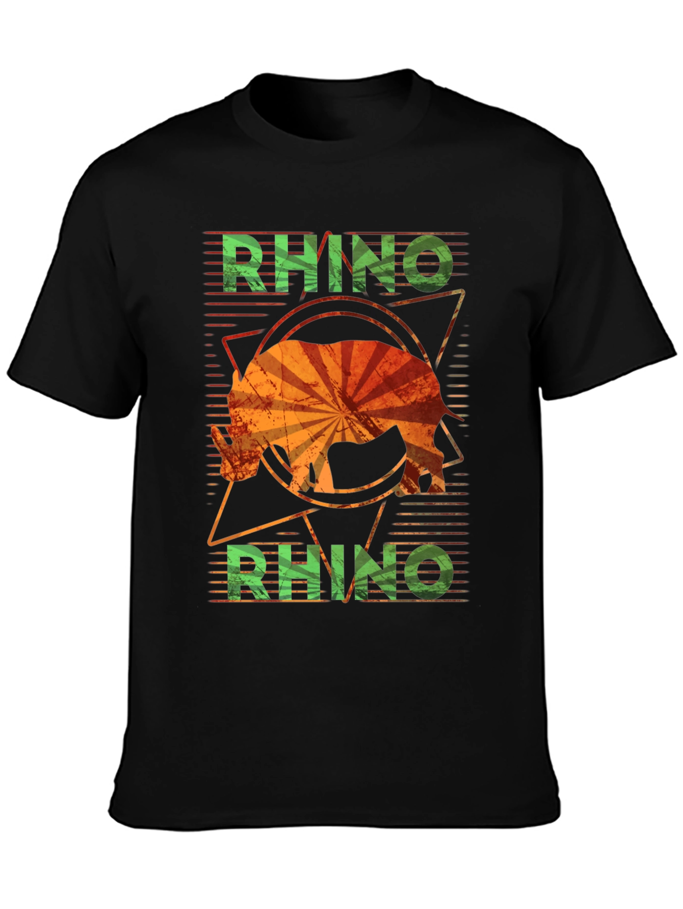 Retro Rhino Graphic T-Shirt - Distressed Design - 3