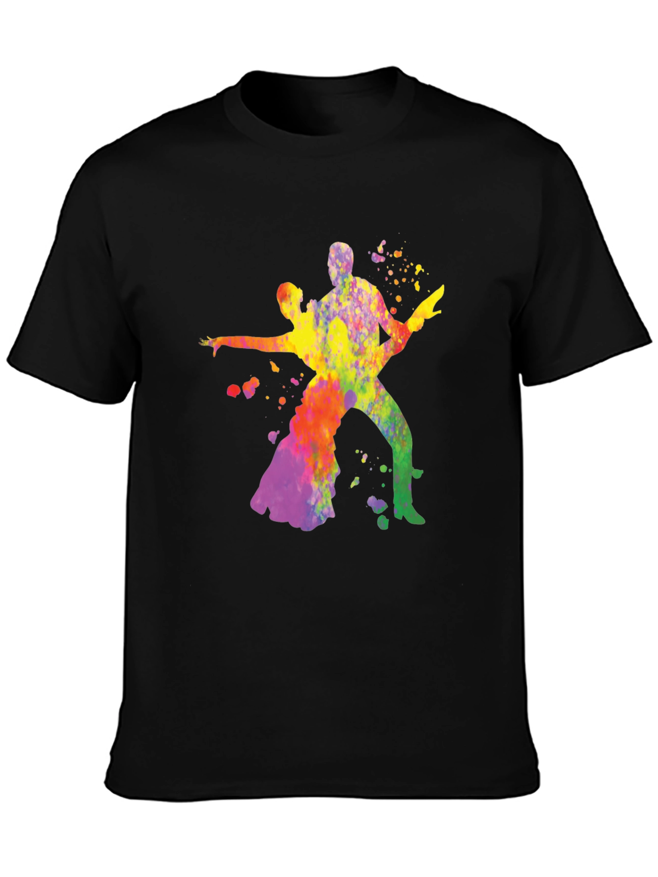 Black Colorful Dance T-Shirt - Black Cotton Tee view 3