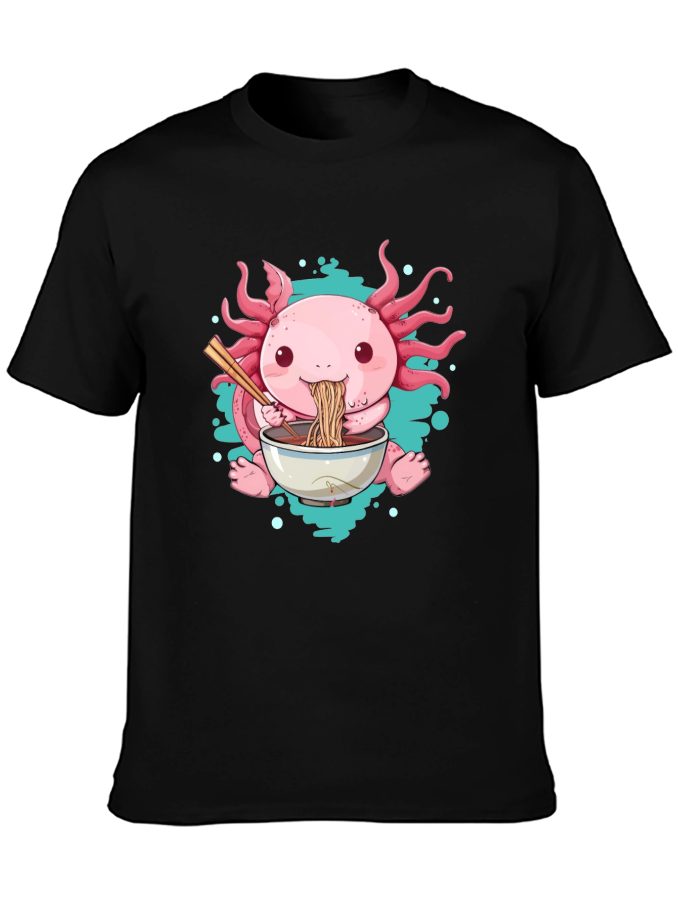 Black Axolotl Ramen T-Shirt - Cute Cartoon Tee view 3