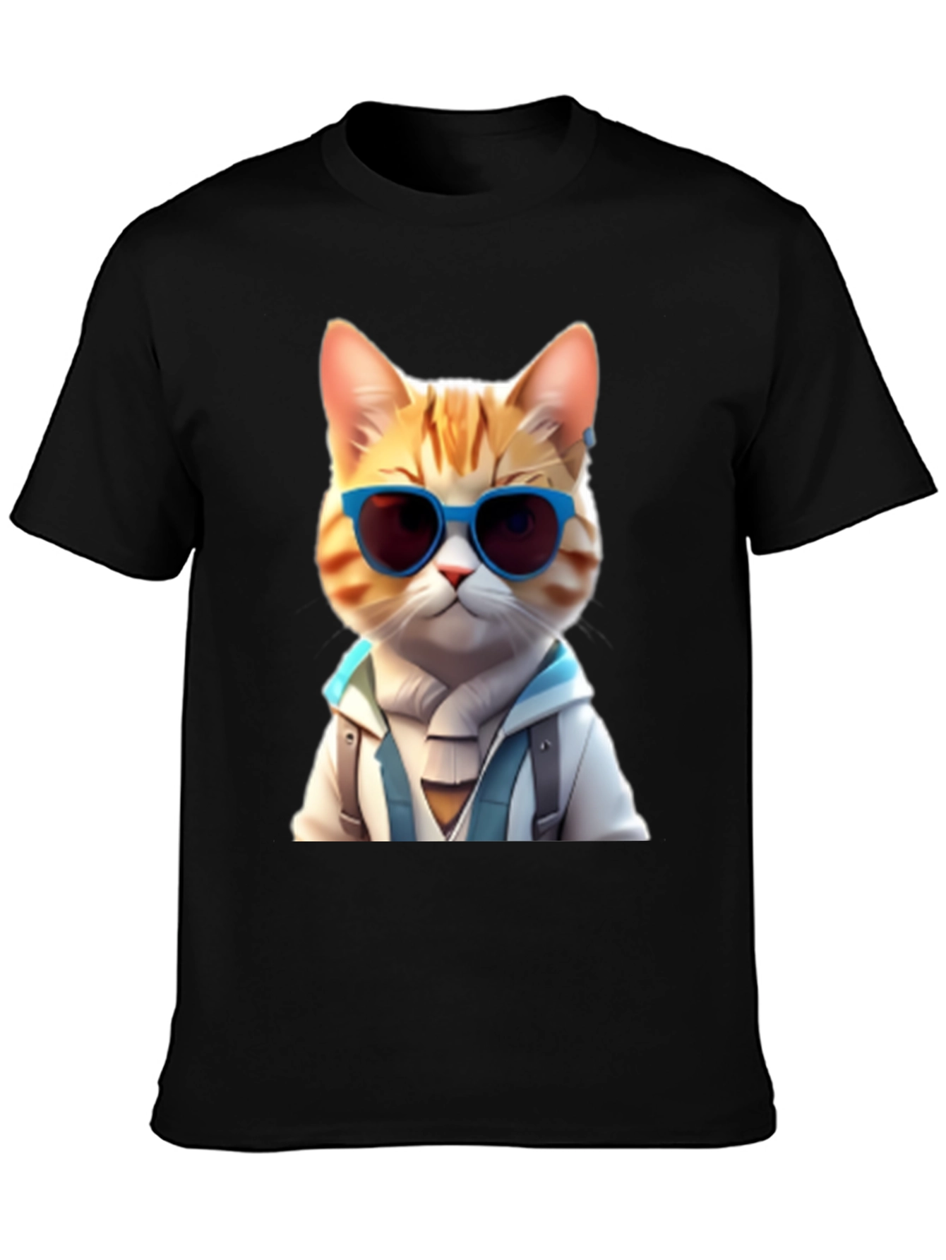Black Cool Cat Graphic T-Shirt view 3
