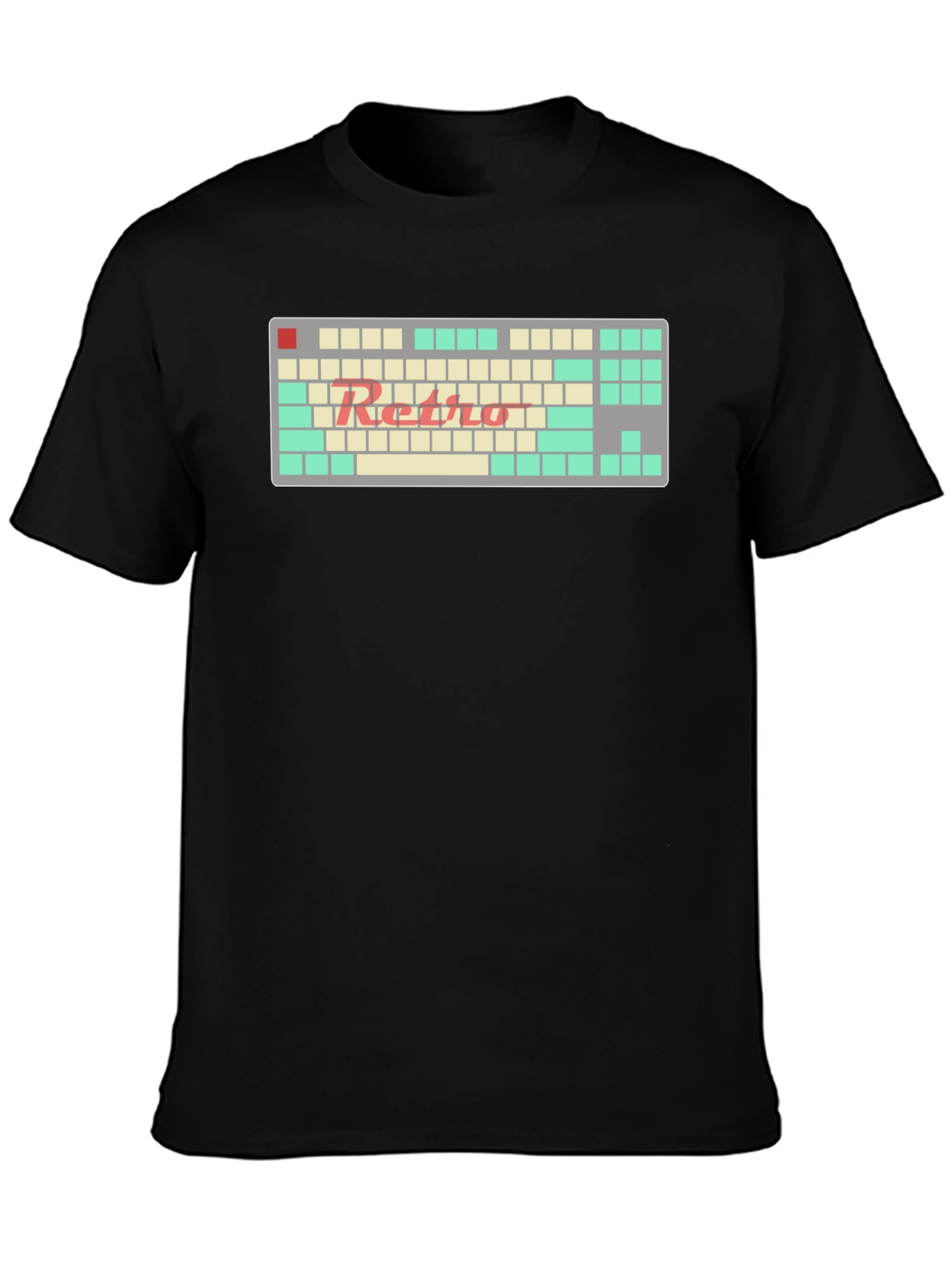 Black Retro Keyboard T-Shirt - Gamer Style view 3