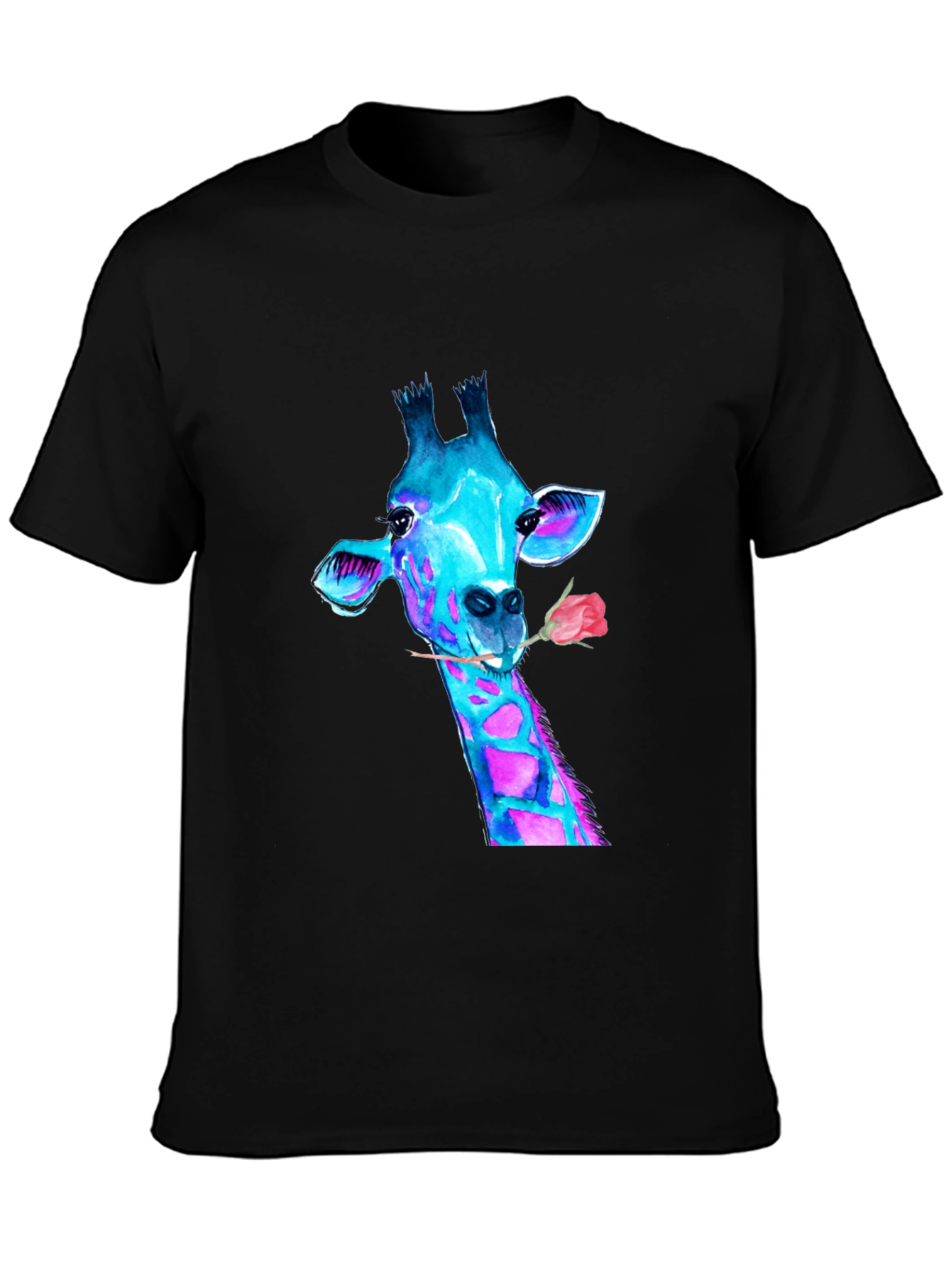 Black Giraffe Watercolor Graphic T-Shirt - Stylish Men's Tee view 3