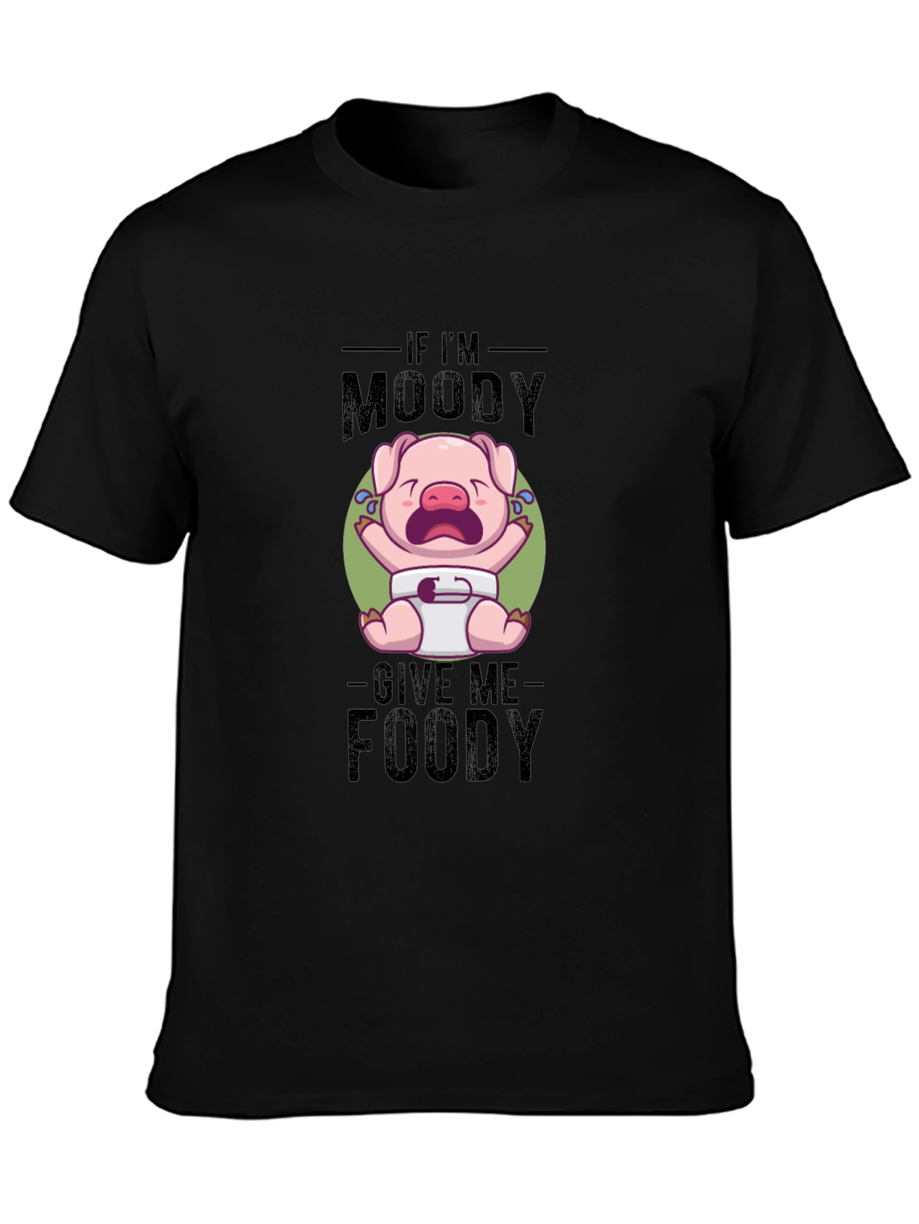 Black Moody Piglet T-Shirt - Foodie Humor Tee view 3