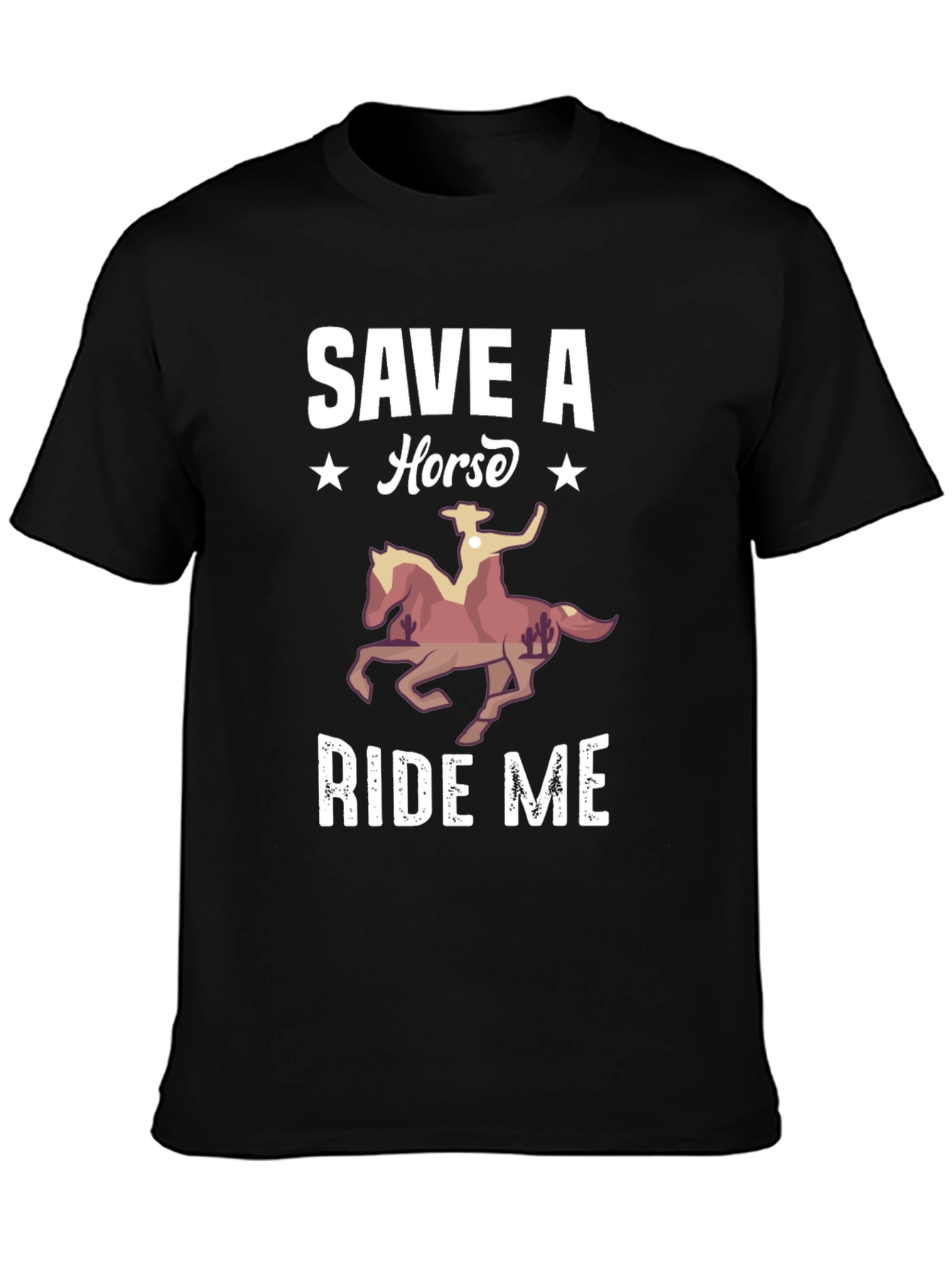 Black Save A Horse Ride Me T-Shirt - Novelty Graphic Tee view 3
