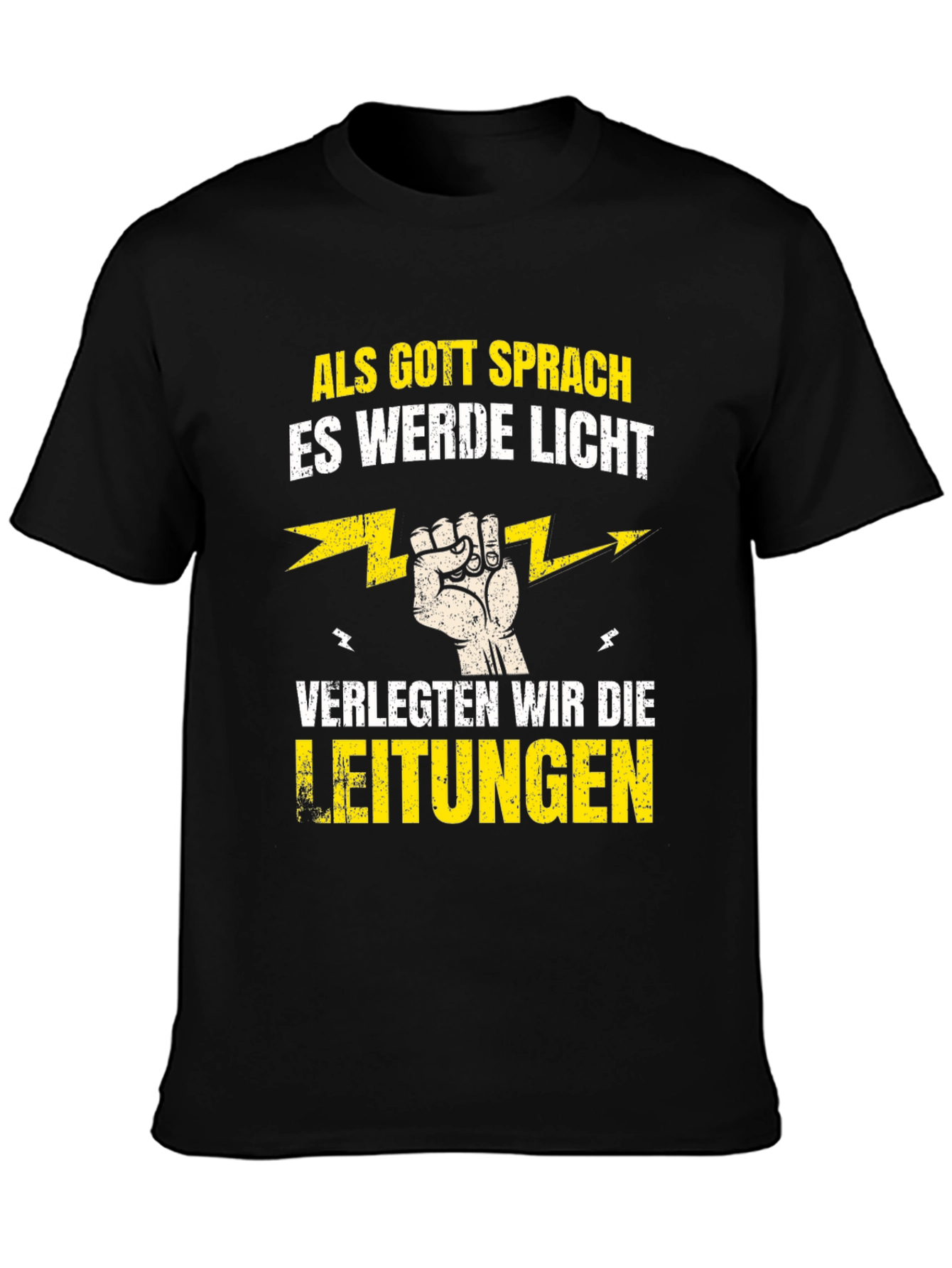 Black Funny Electrician T-Shirt - Als Gott Sprach view 3