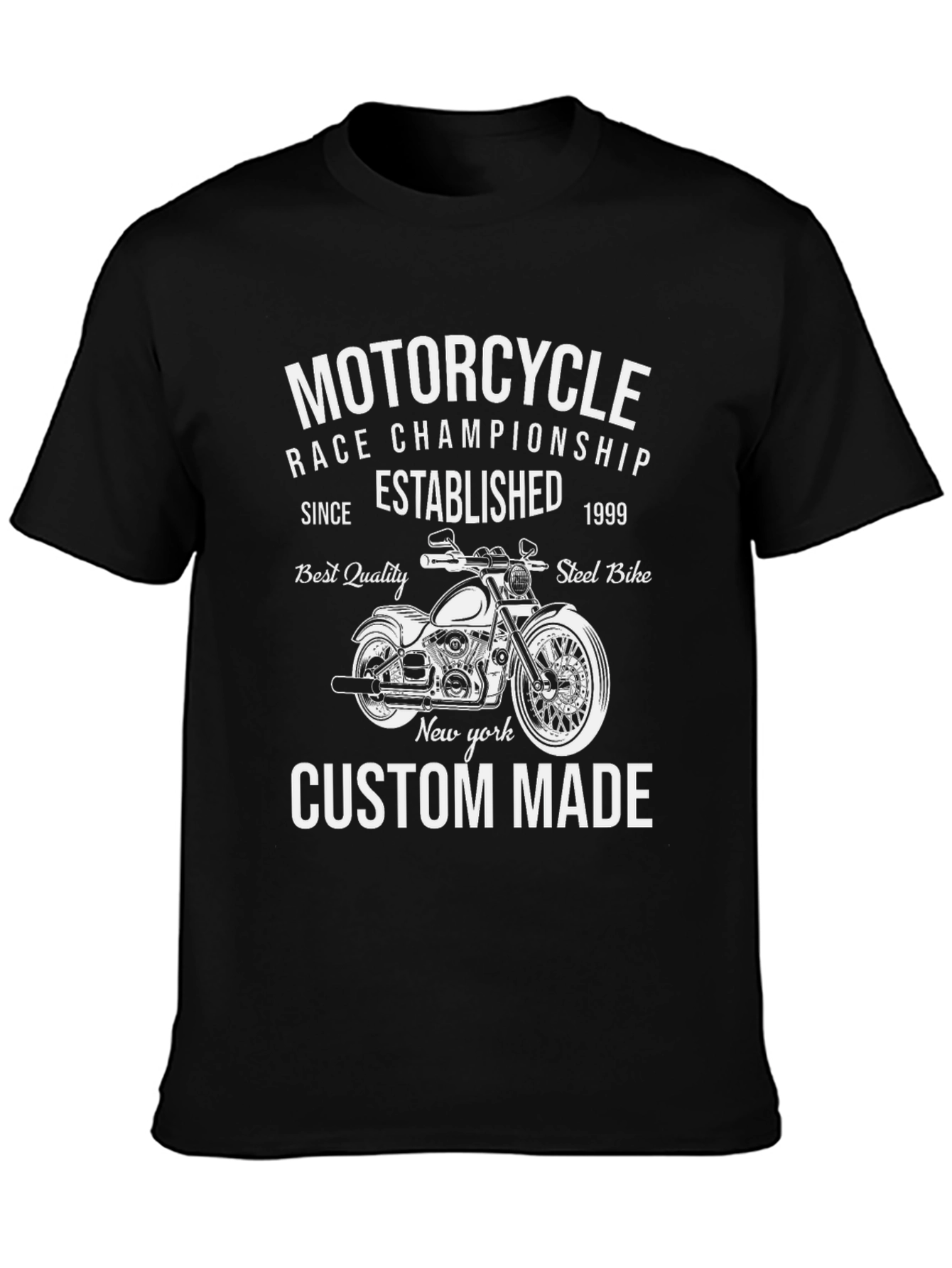 Black Motorcycle Race Championship Custom Made T-Shirt view 3