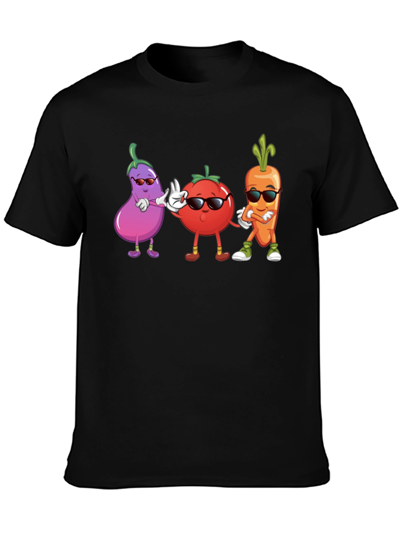 Black Cool Veggie Squad Black T-Shirt view 3