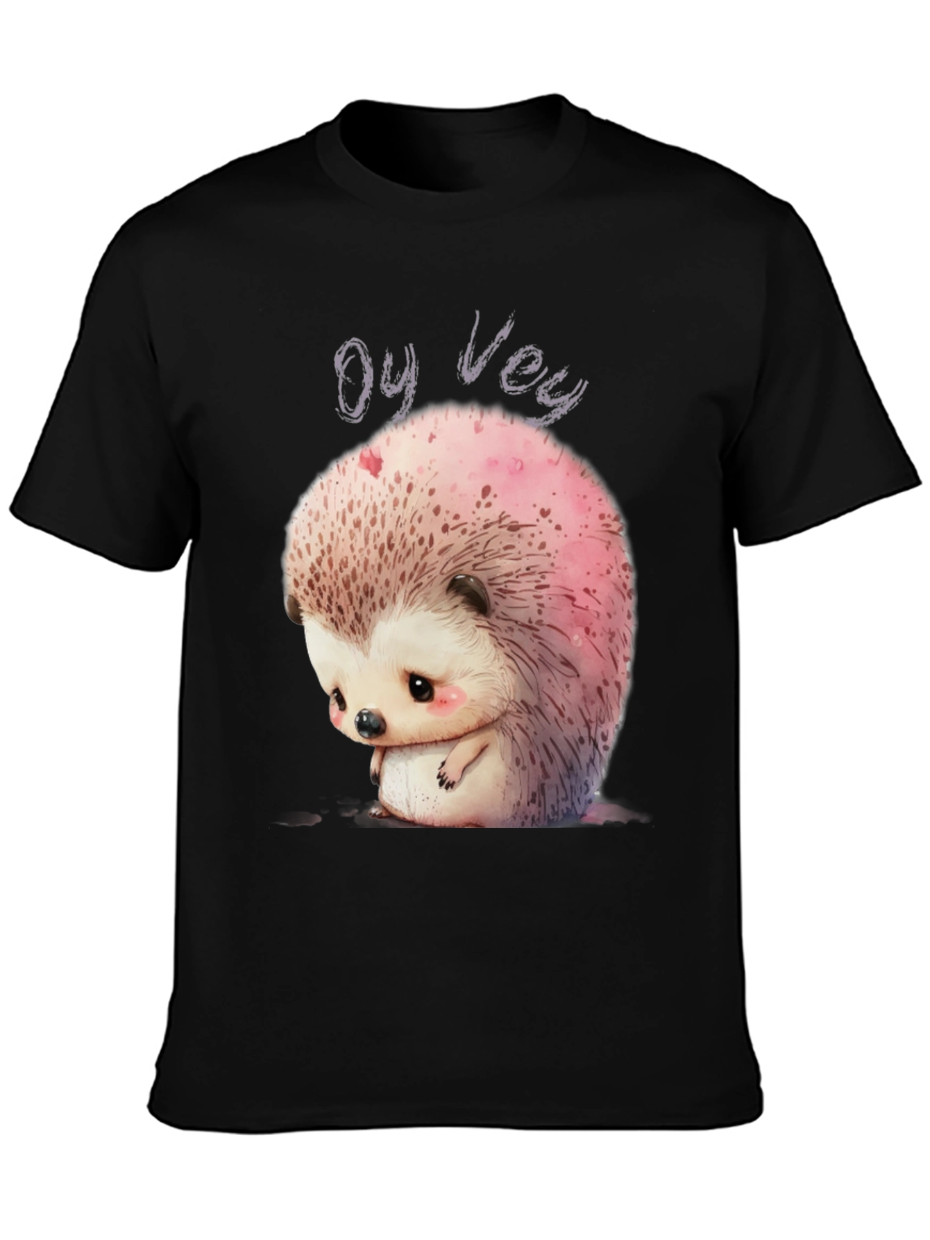 Black Oy Vey Sad Hedgehog Graphic Tee - Unisex Black T-Shirt view 3