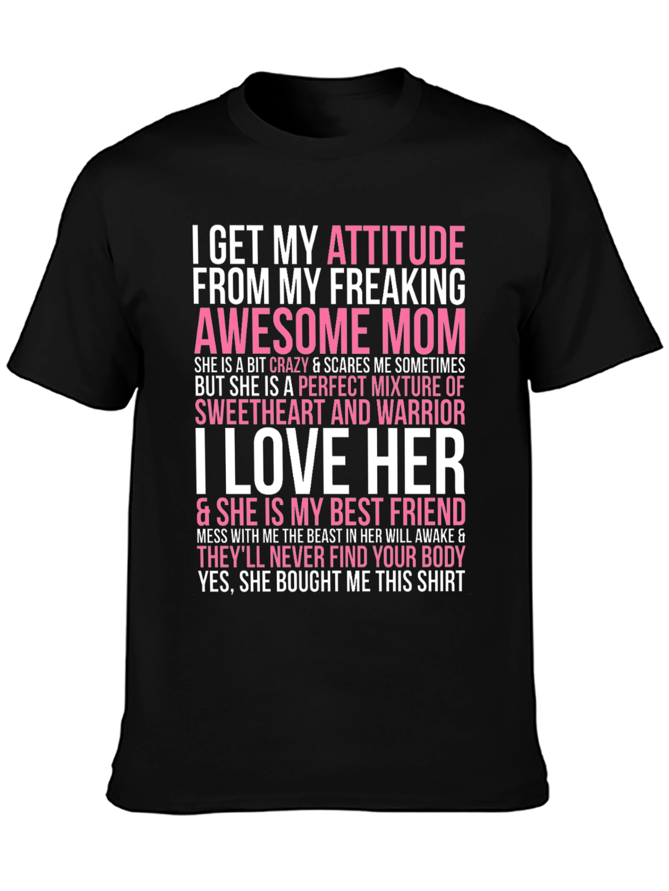 Black Attitude from Mom Novelty Graphic T-Shirt view 3