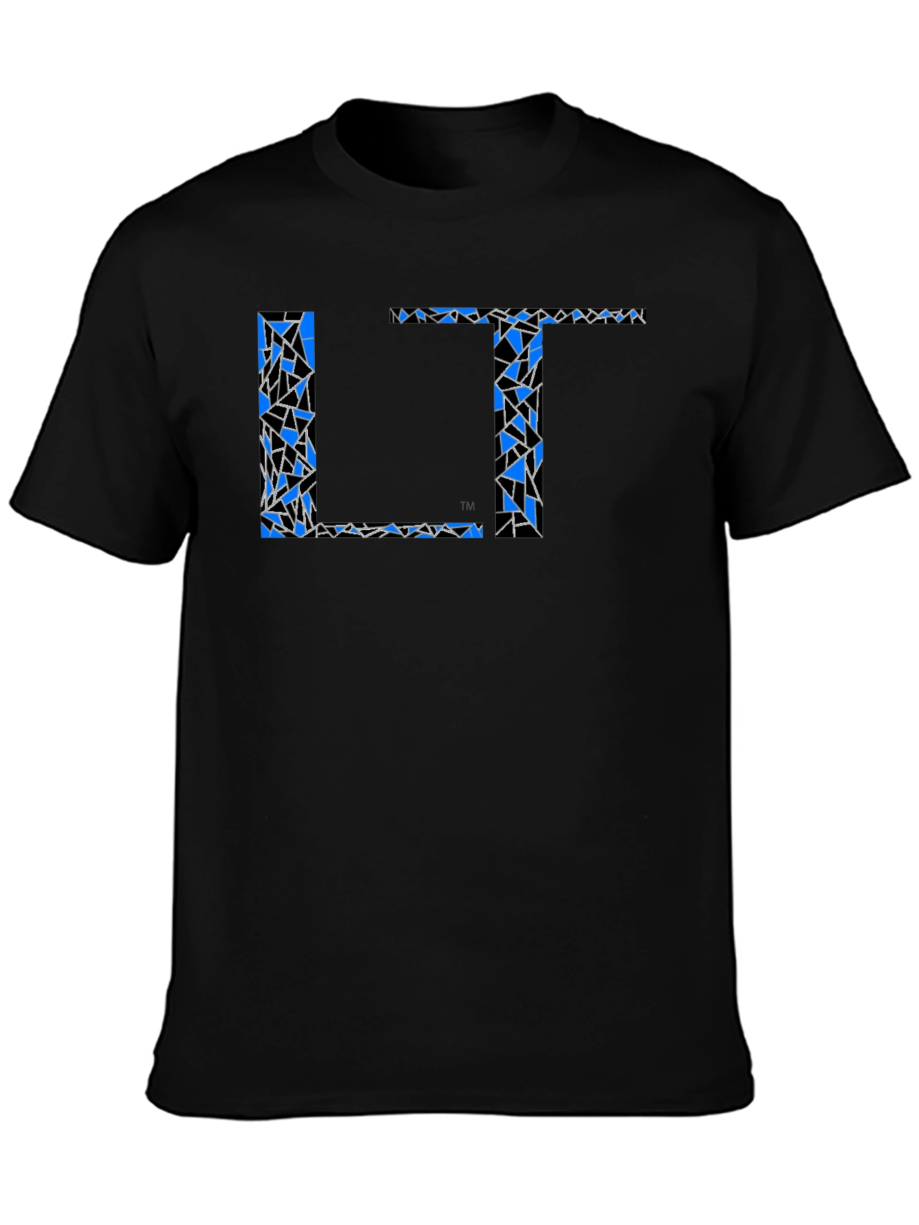 Black Abstract Blue LT Print Black T-Shirt view 3