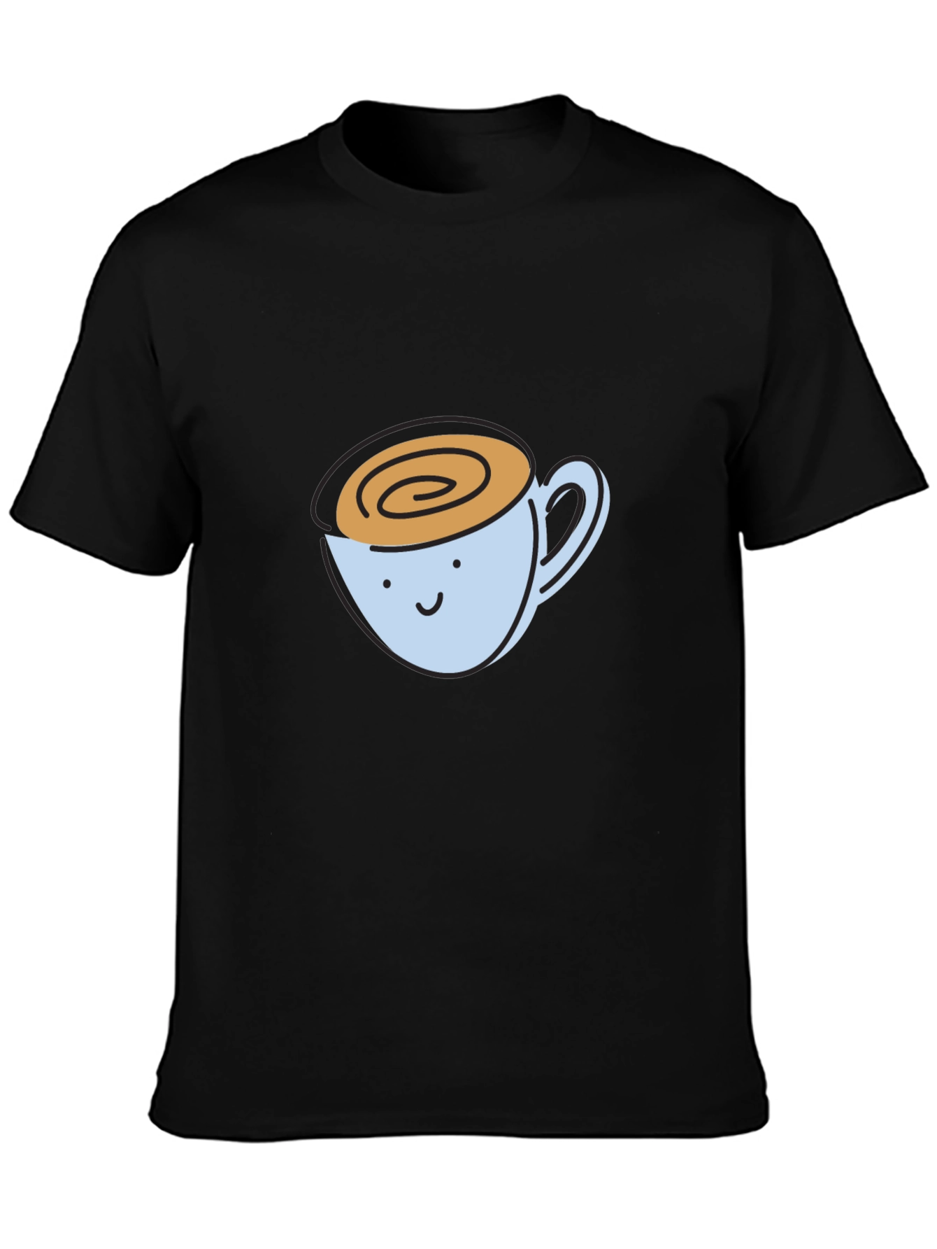 Black Cute Coffee Cup Graphic T-Shirt view 3