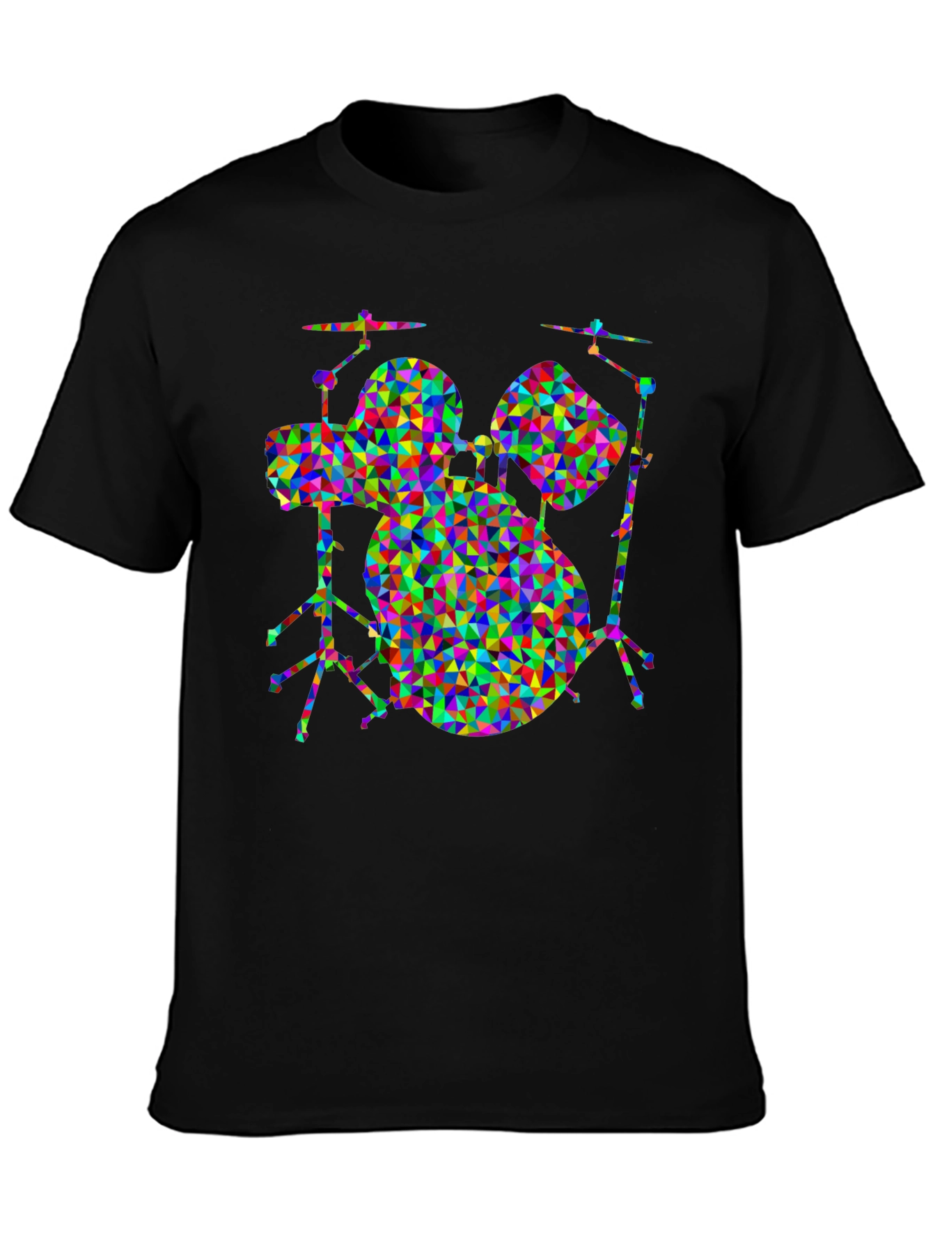 Black Geometric Drum Set T-Shirt view 3