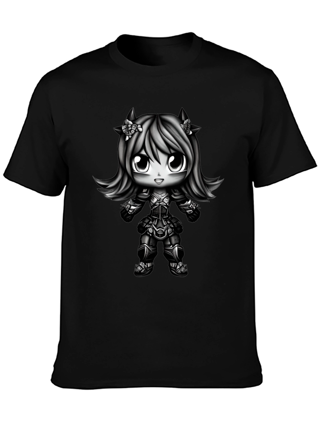 Black Anime Girl Graphic Black T-Shirt view 3