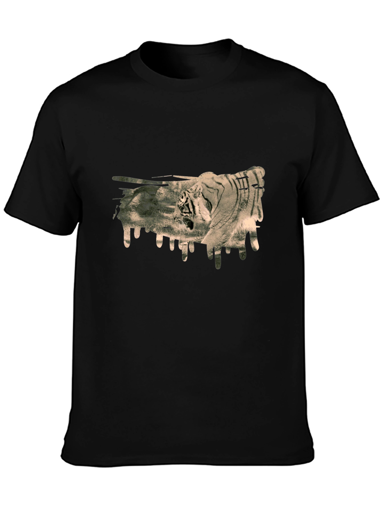 Black Tiger Graphic Print Black T-Shirt view 3