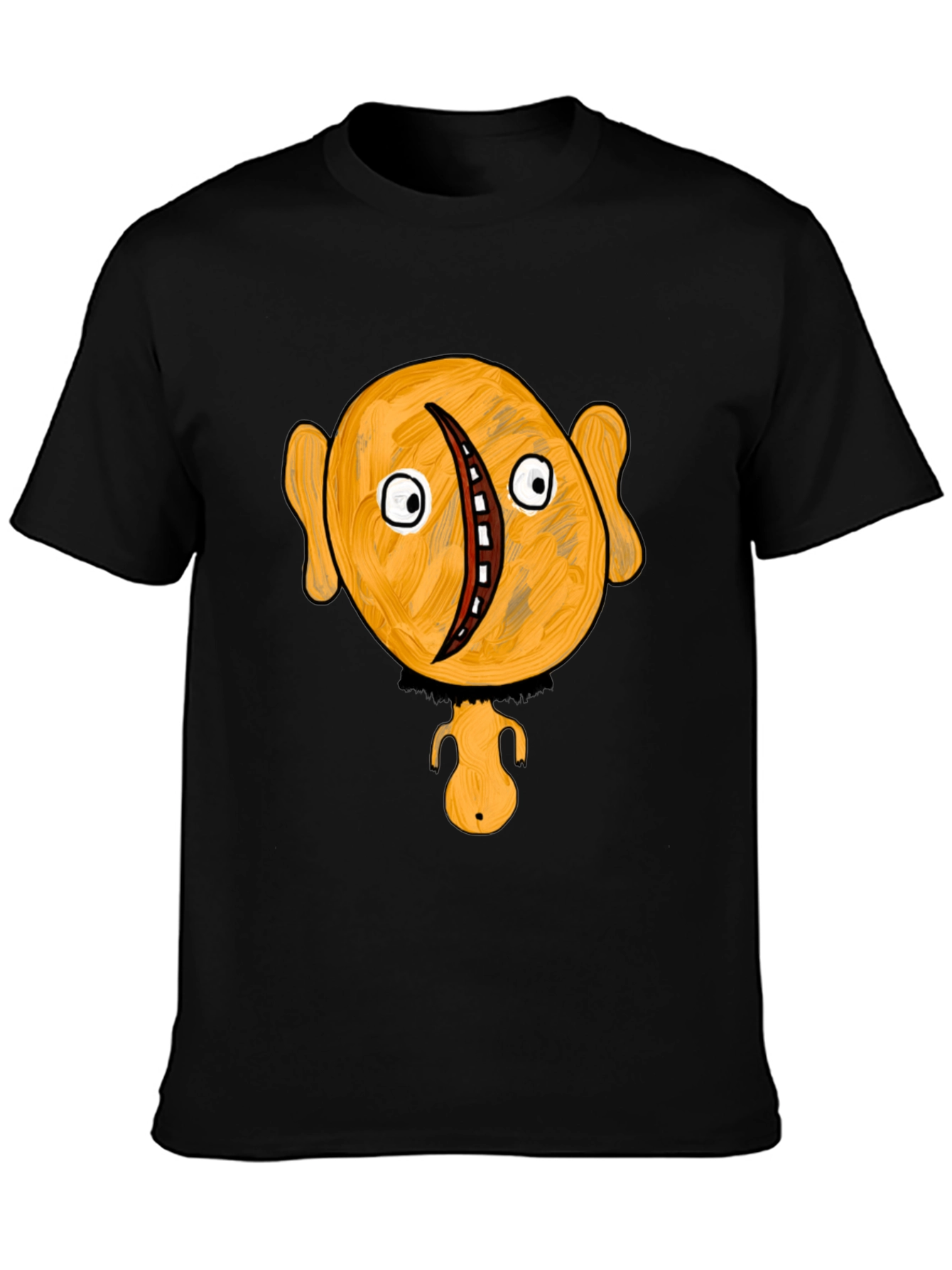 Black Unique Cartoon Character Graphic Black T-Shirt view 3