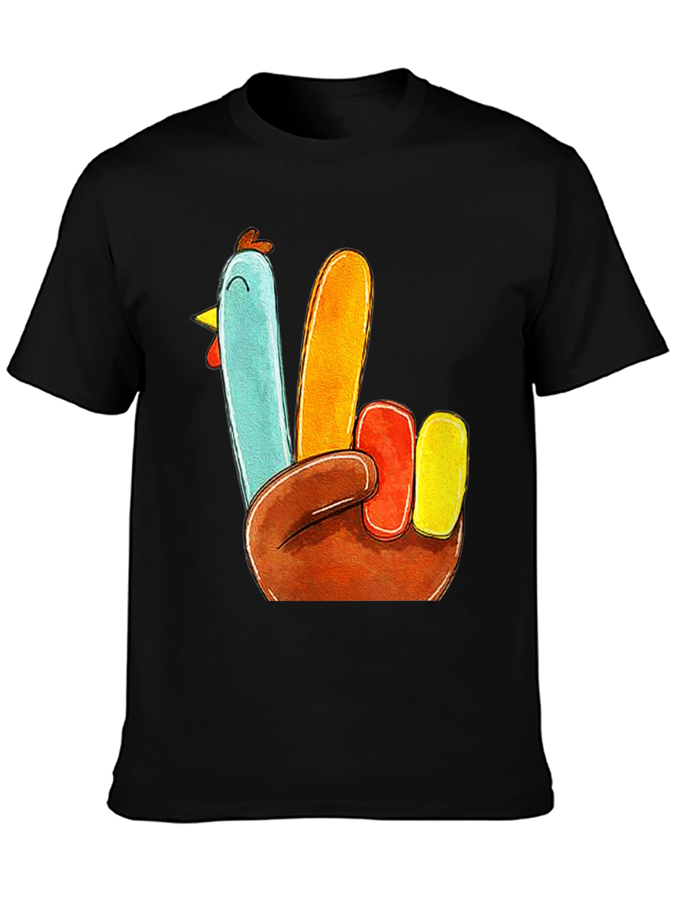 Black Turkey Peace Sign Thanksgiving T-Shirt view 3