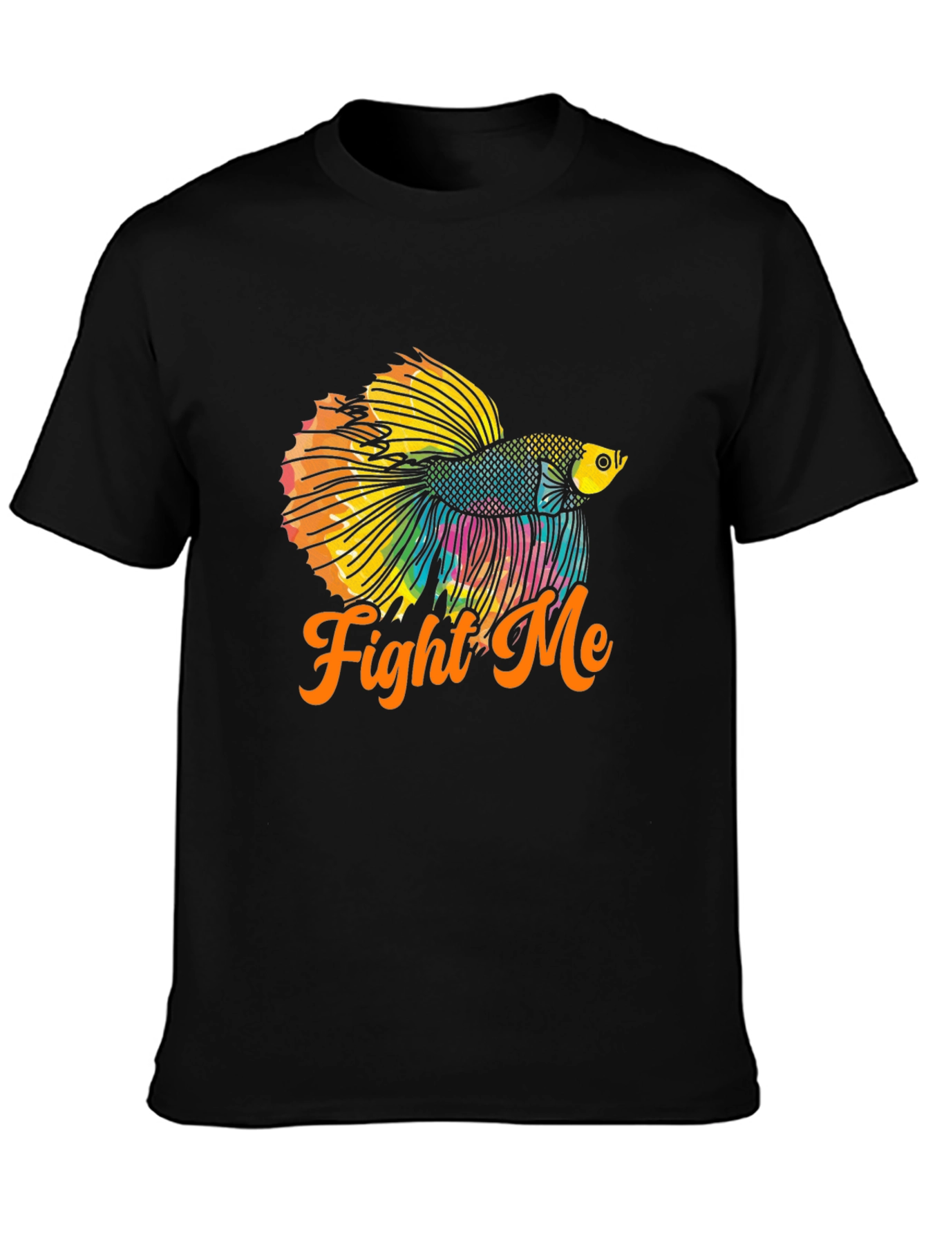 Black Fight Me Betta Fish T-Shirt - Black view 3
