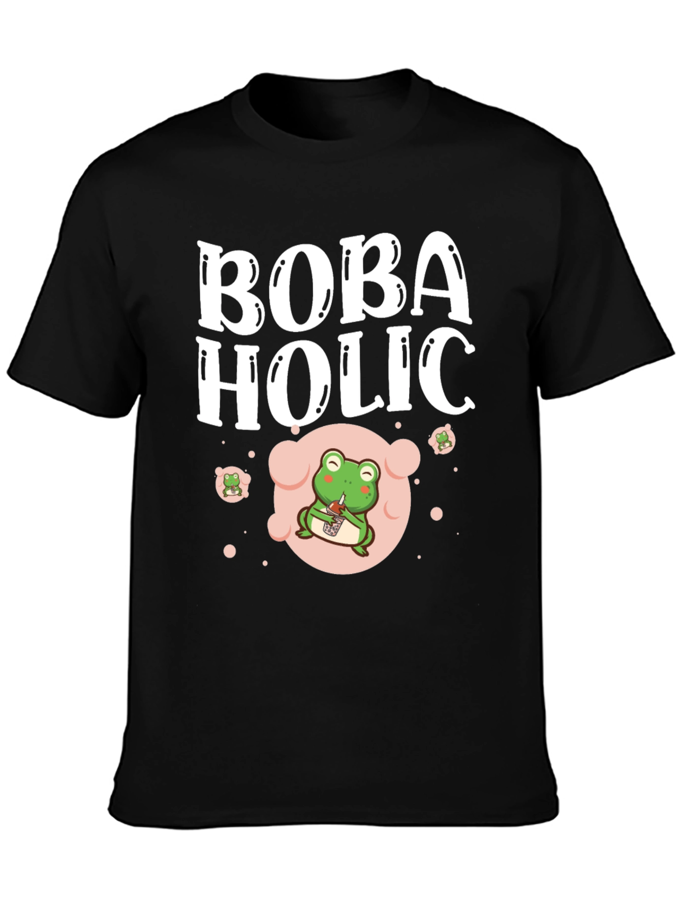 Black Boba Holic Frog Graphic Tee view 3
