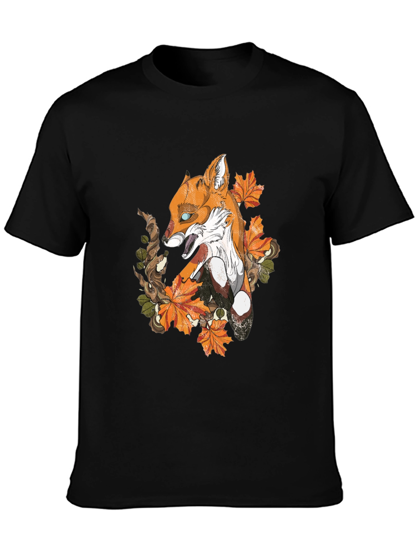 Black Fox & Foliage Graphic Tee - Urban Style view 3