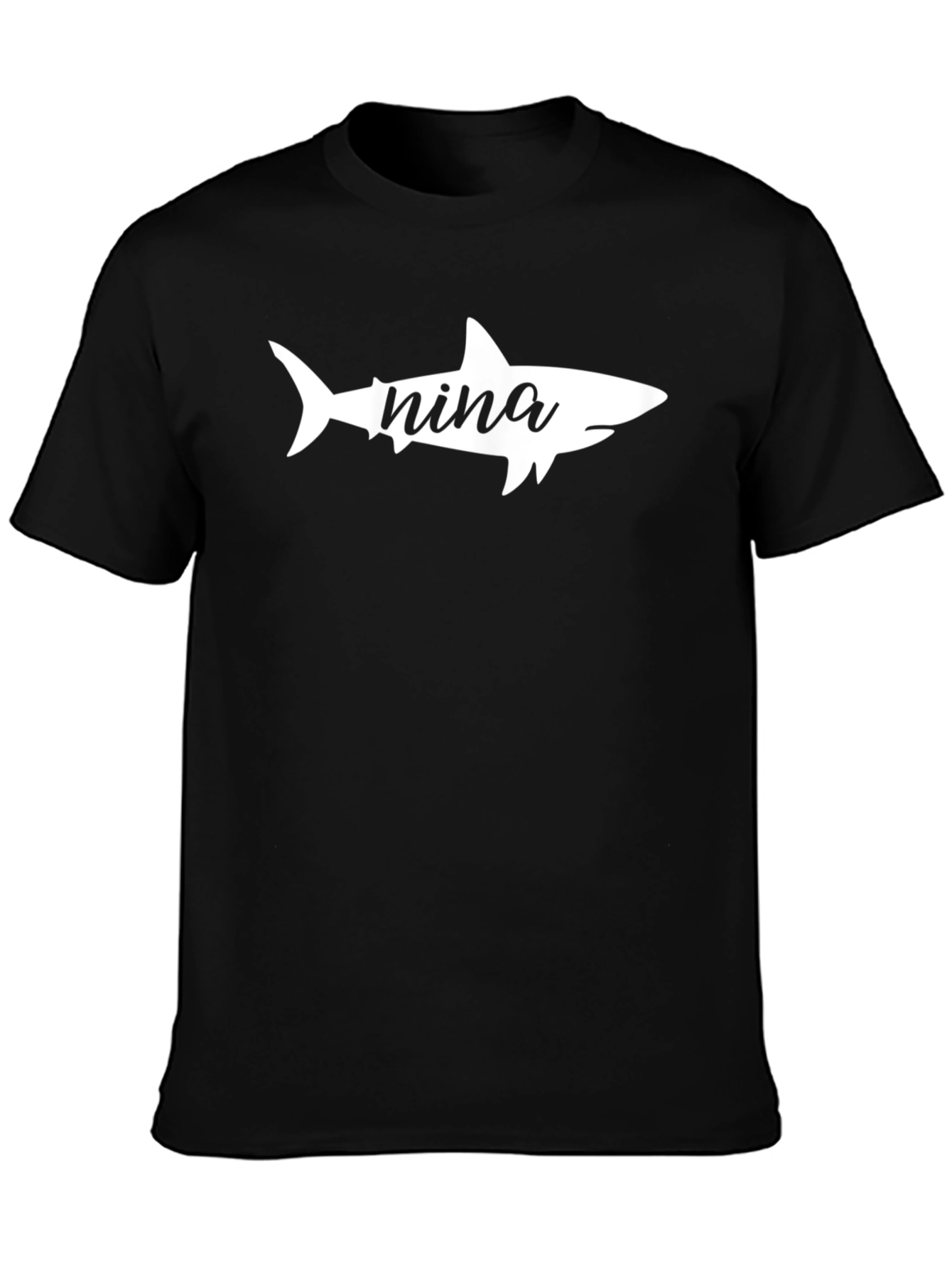 Black Nina Shark Graphic Tee - Black Cotton T-Shirt view 3