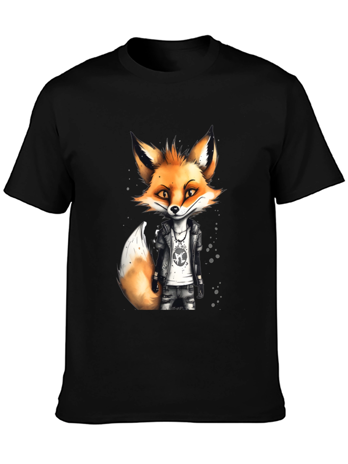 Black Cool Fox Graphic Tee - Men's Black T-Shirt view 3