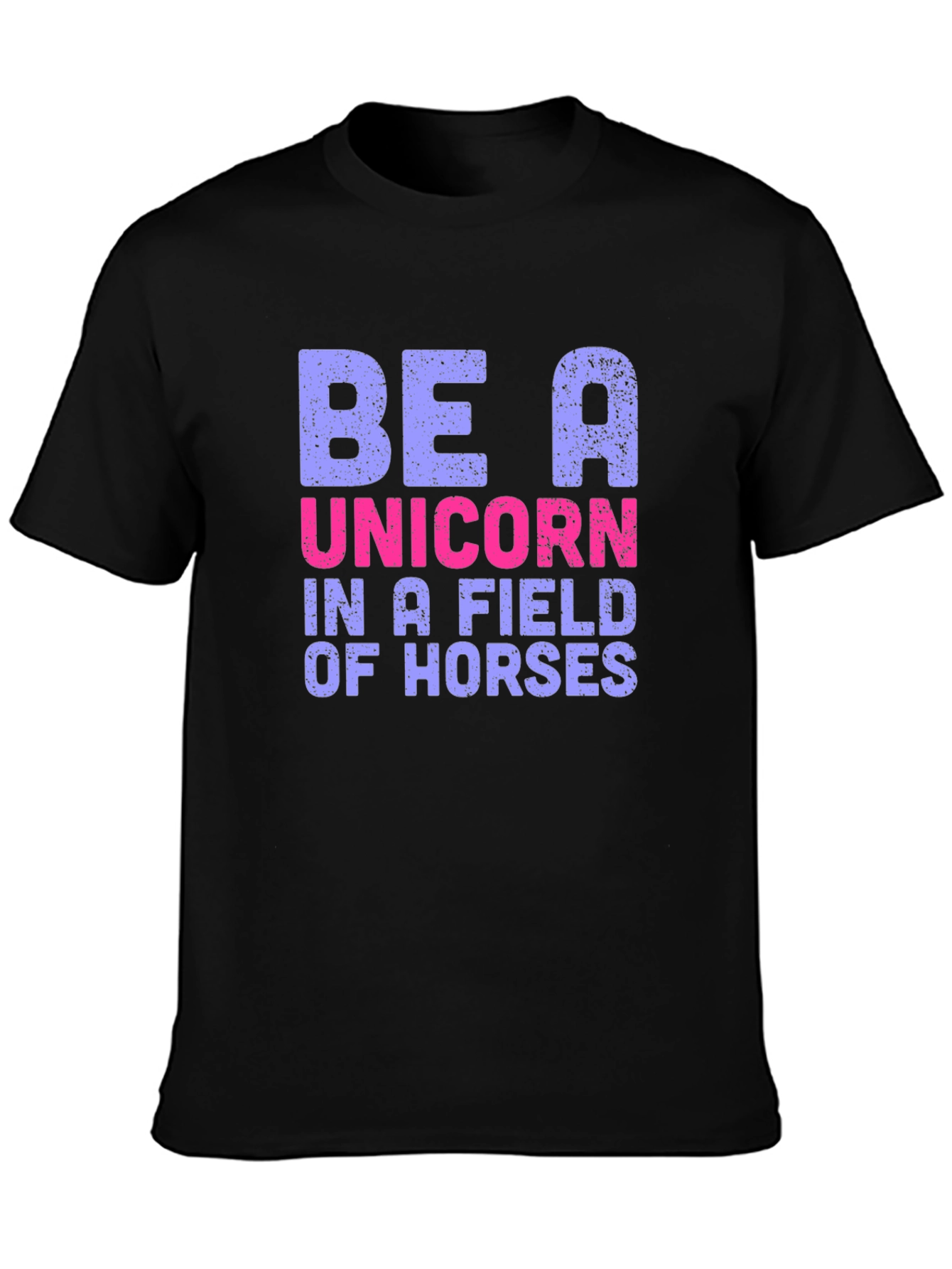 Black Be A Unicorn T-Shirt - Novelty Graphic Tee view 3