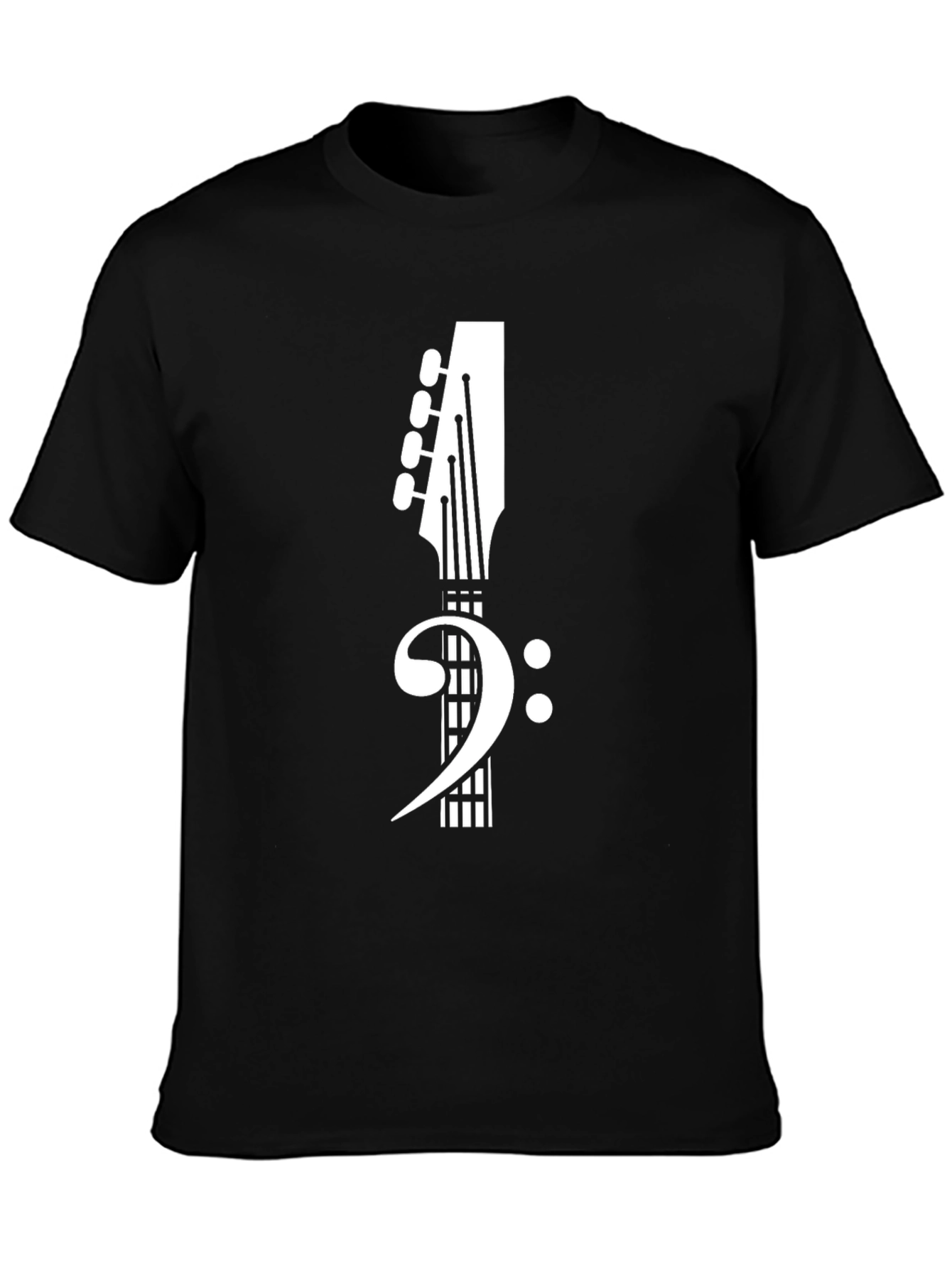 Black Bass Clef Guitar Tee - Music Lover's T-Shirt view 3