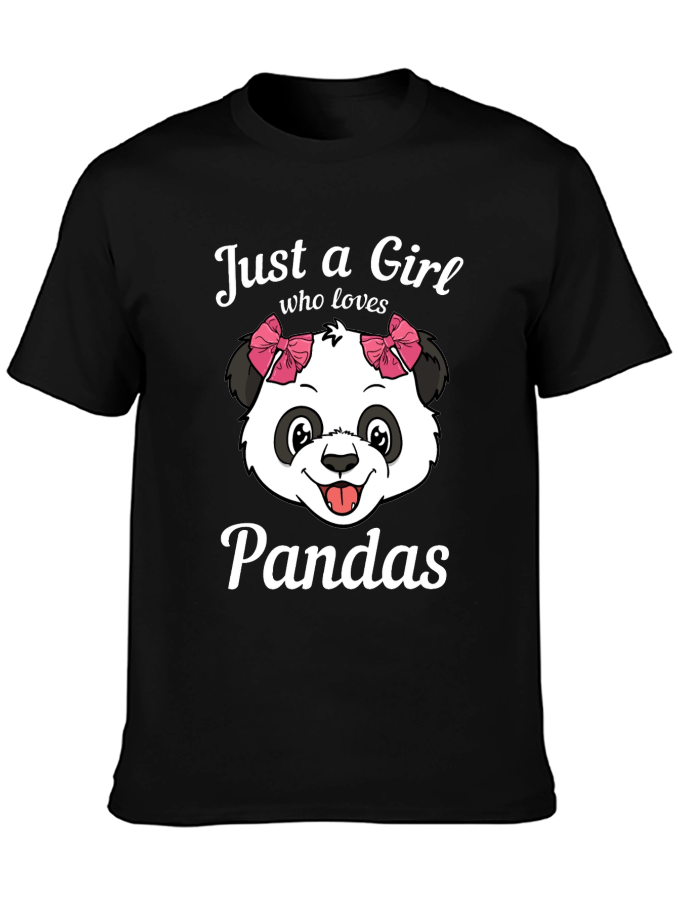 Black Just a Girl Who Loves Pandas T-Shirt view 3