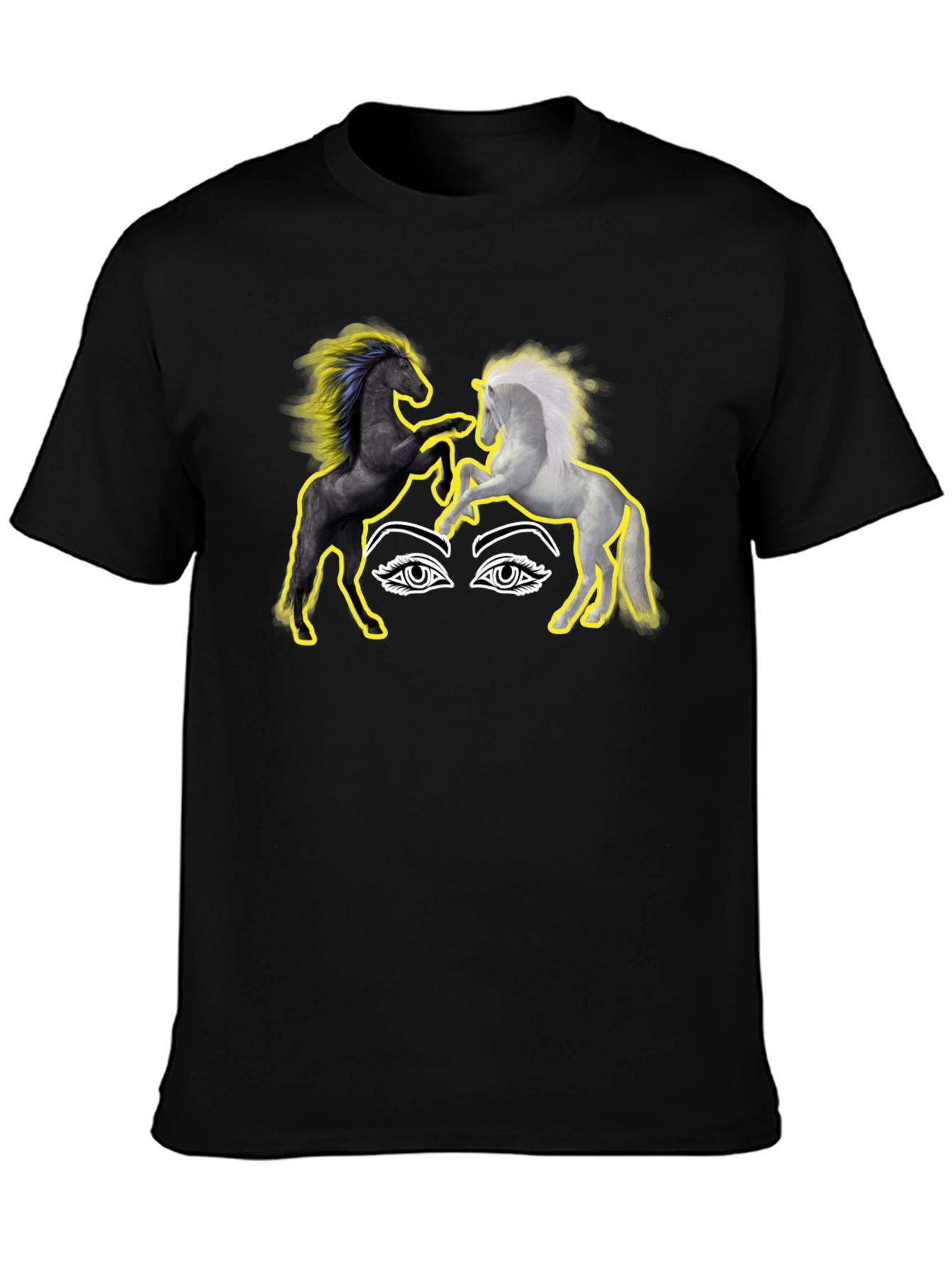 Black Yin Yang Horses Graphic T-Shirt view 3