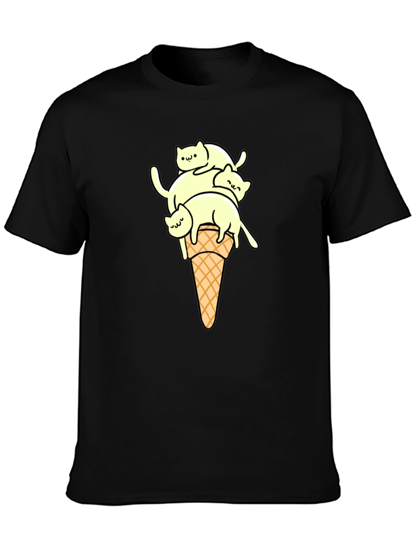 Black Cats on Cone Black Tee - Unique Graphic T-Shirt view 3