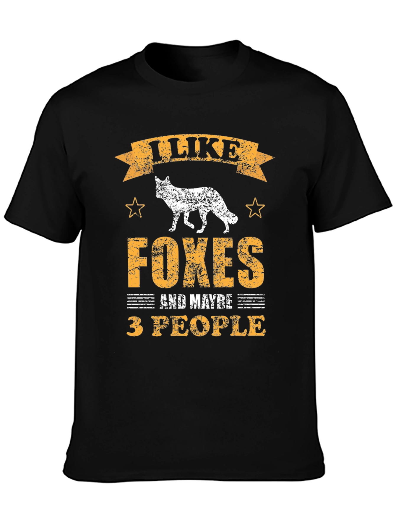 Black I Like Foxes and Maybe 3 People T-Shirt view 3