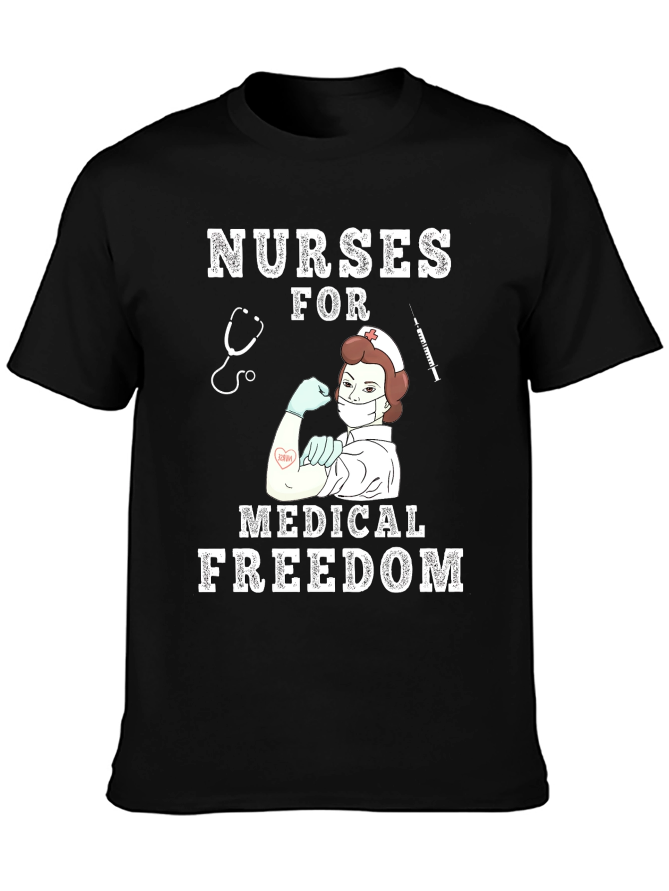 Black Nurses for Medical Freedom Black T-Shirt view 3