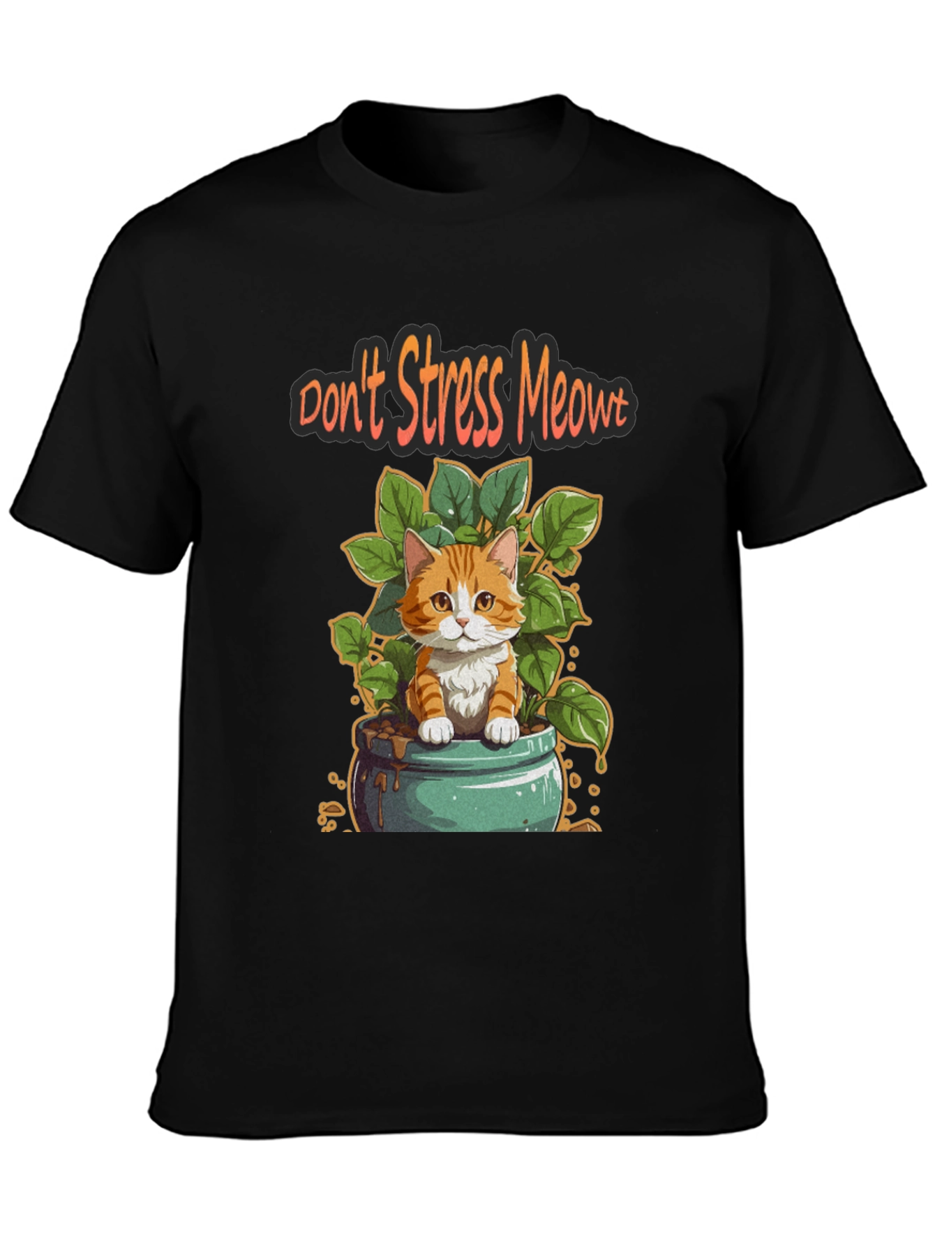 Black Don't Stress Meowt T-Shirt view 3