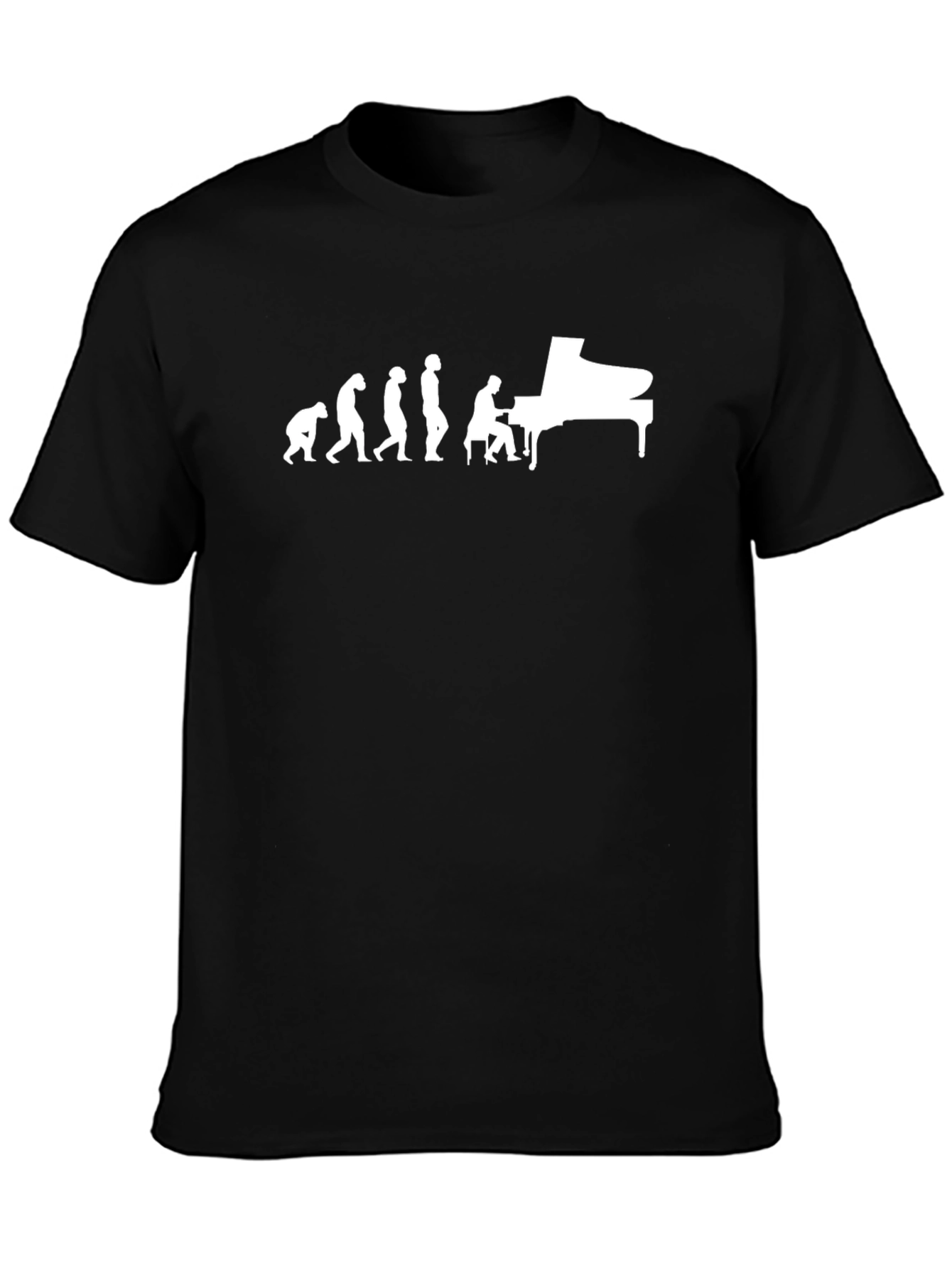 Black Evolution of Piano Player Black T-Shirt view 3