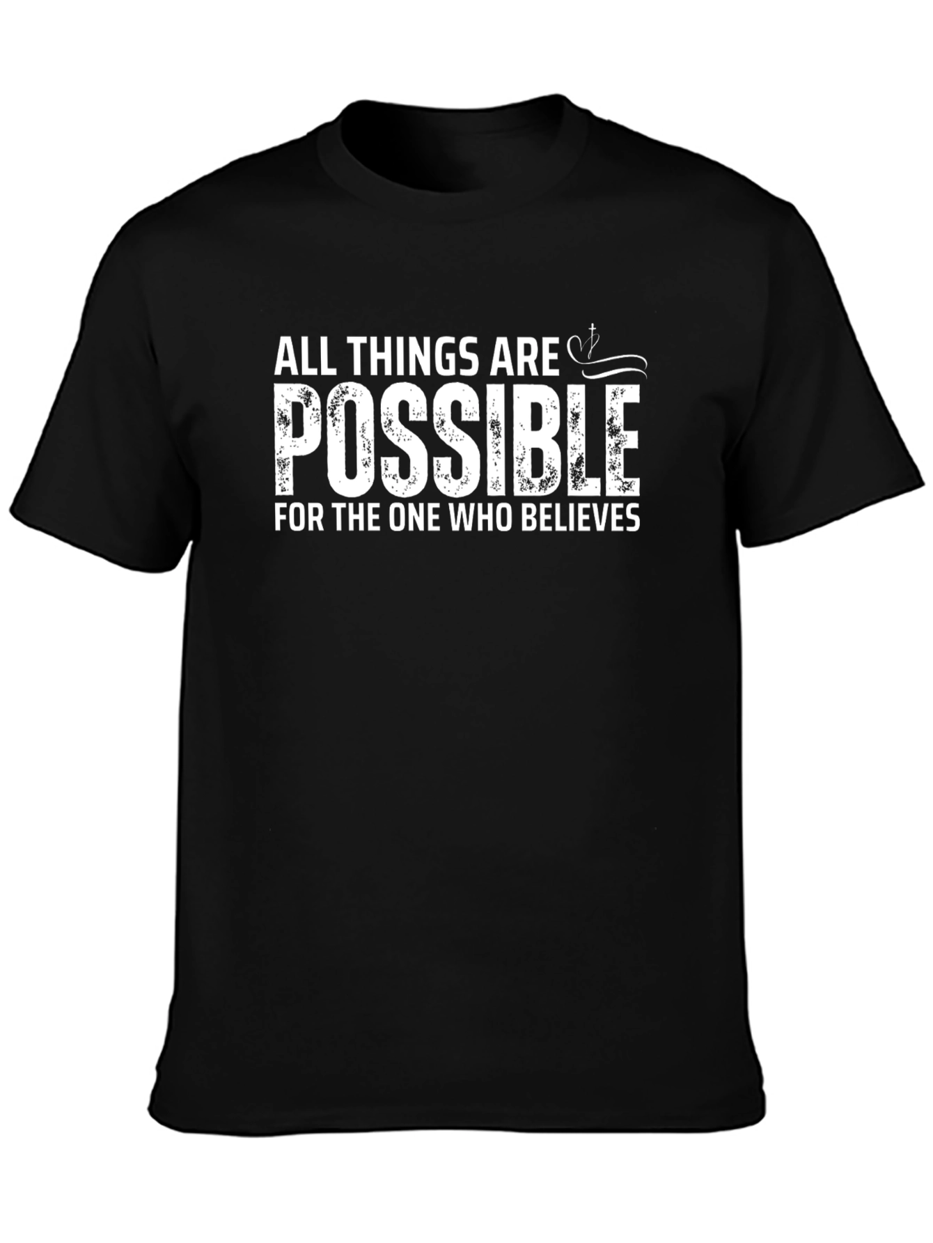 Black Inspirational 'All Things Are Possible' Graphic T-Shirt view 3