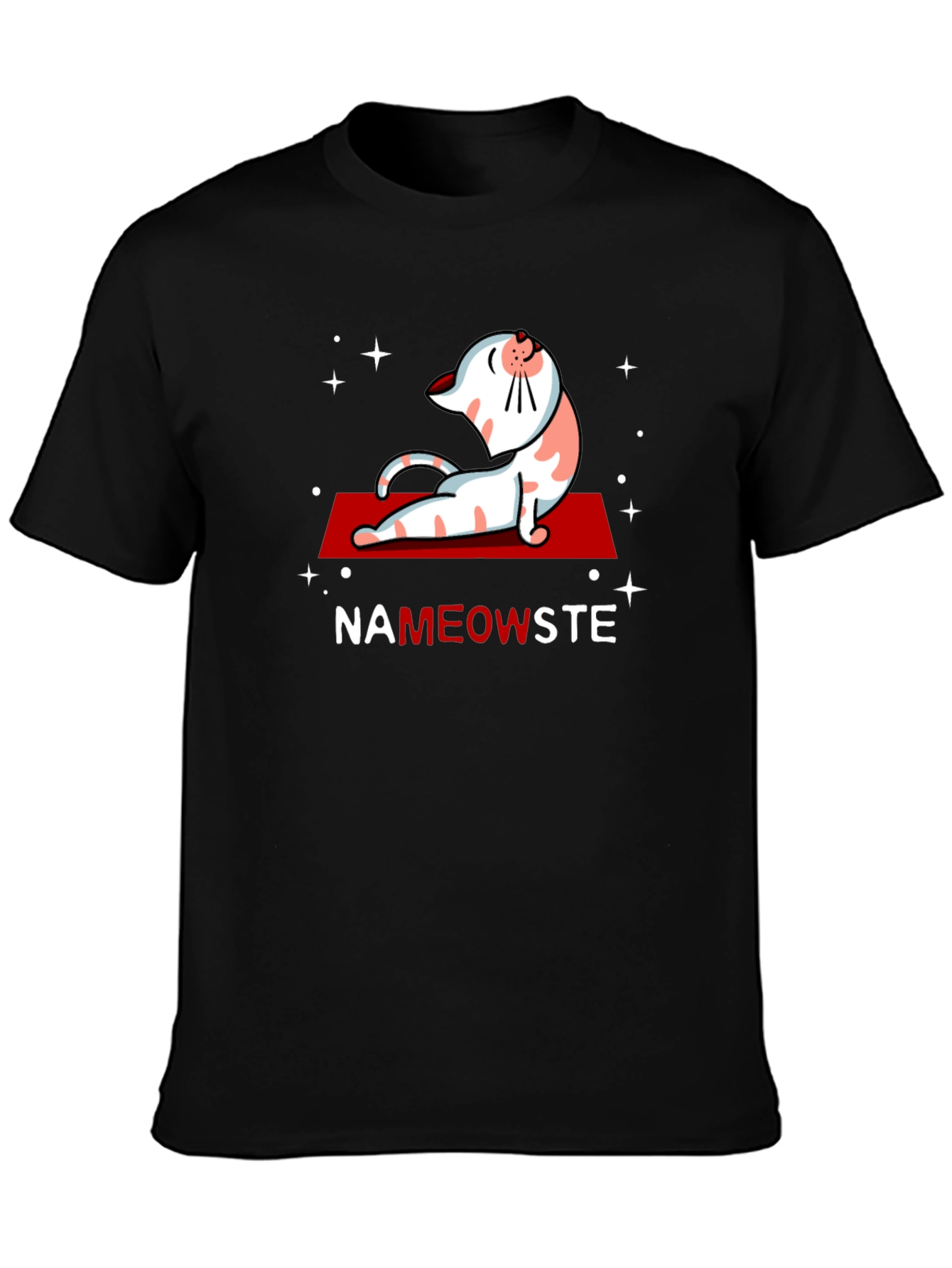 Black NaMEOWste Cat Yoga T-Shirt - Black Cotton Tee view 3