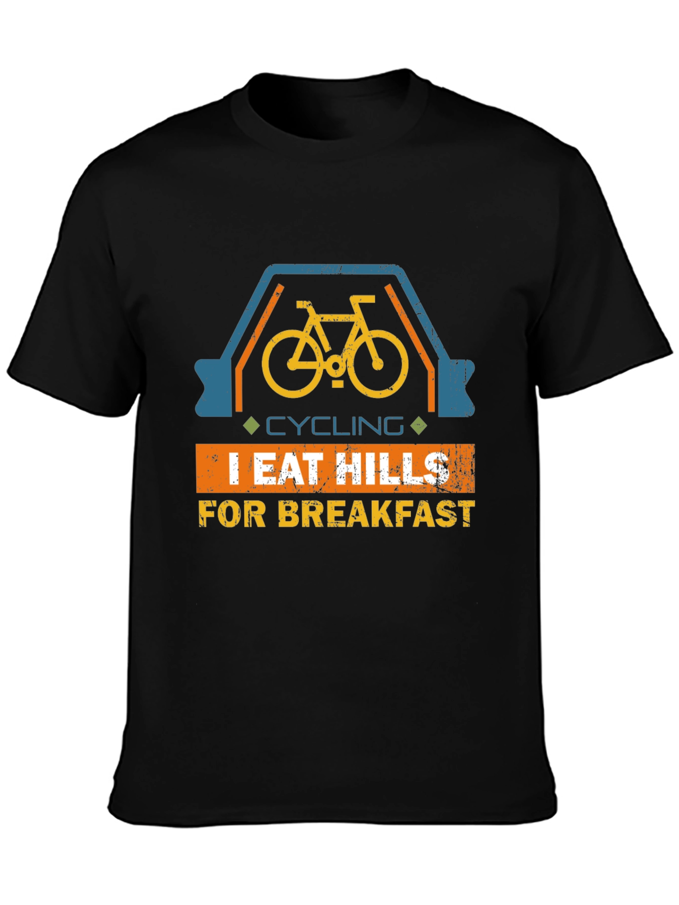 Black Cycling I Eat Hills For Breakfast Graphic Tee view 3