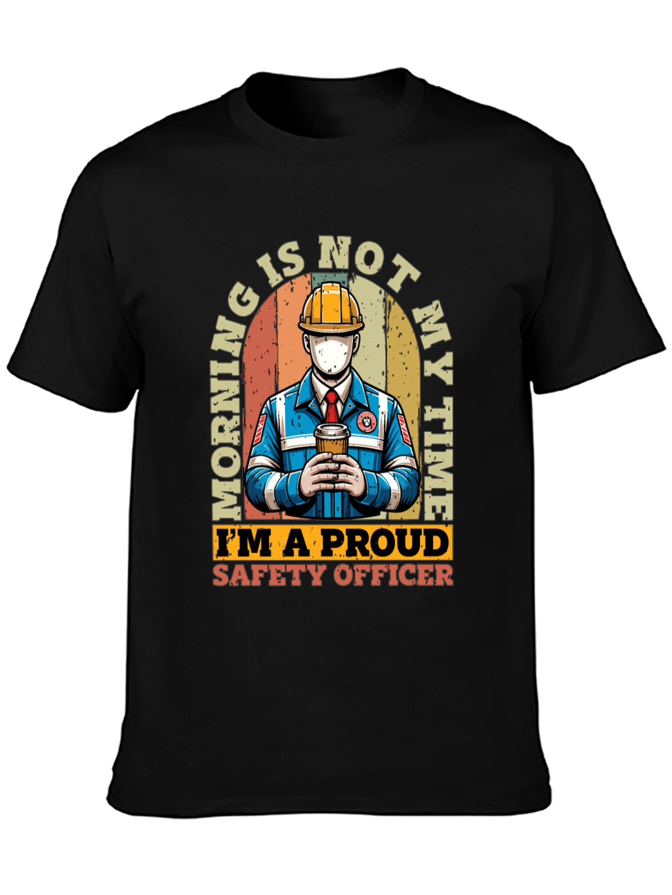 Black Safety Officer T-Shirt: Morning Is Not My Time view 3