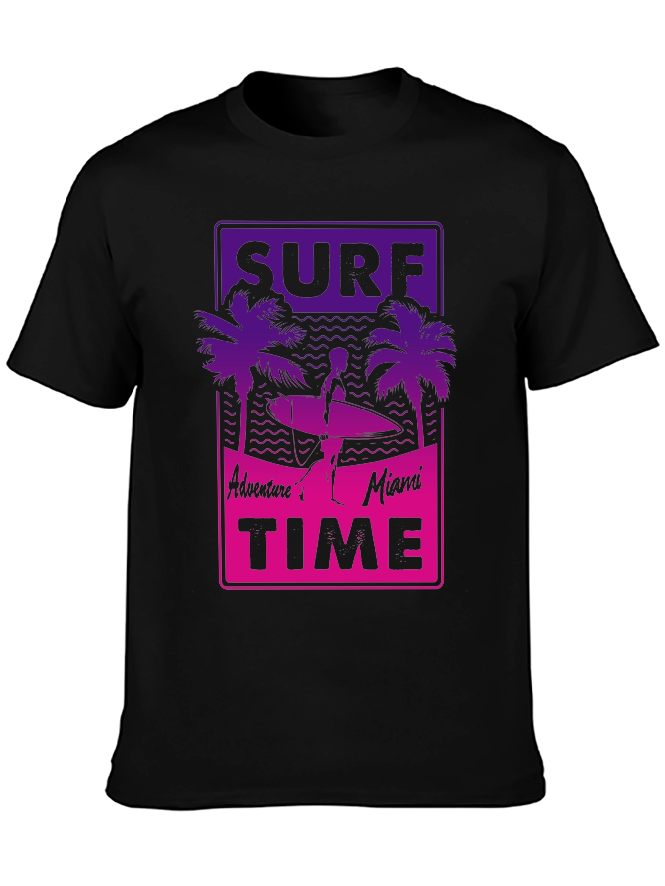 Black Surf Time T-Shirt - Adventure in Miami view 3