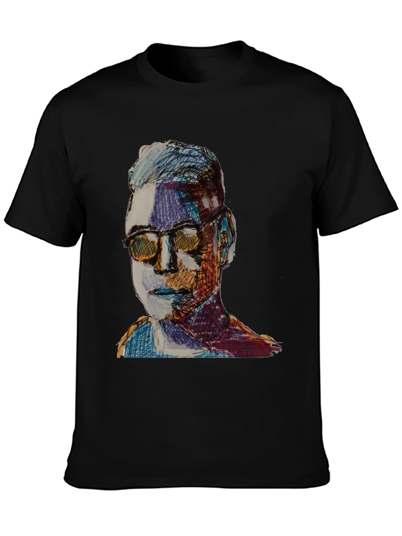 Black Artistic Portrait Graphic Tee - Black view 3