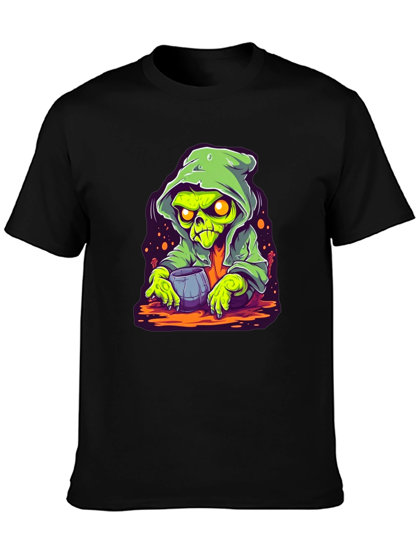 Black Grim Reaper Cartoon Graphic Black T-Shirt view 3