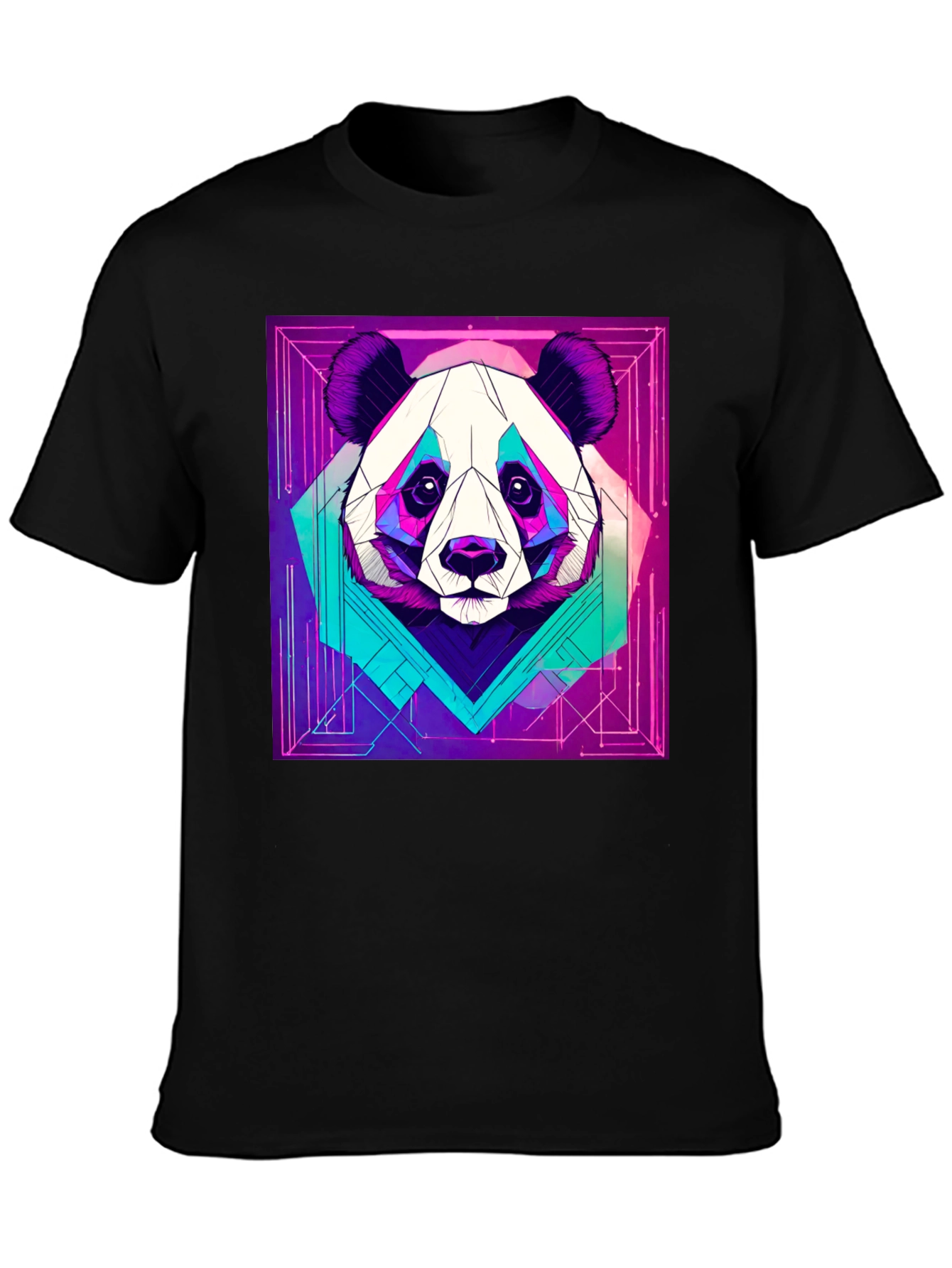 Black Cyberpunk Panda Graphic Tee - Cool Animal Design view 3