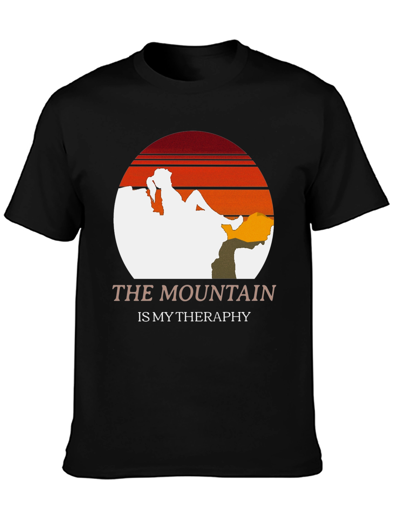 Black The Mountain is My Therapy Tee view 3