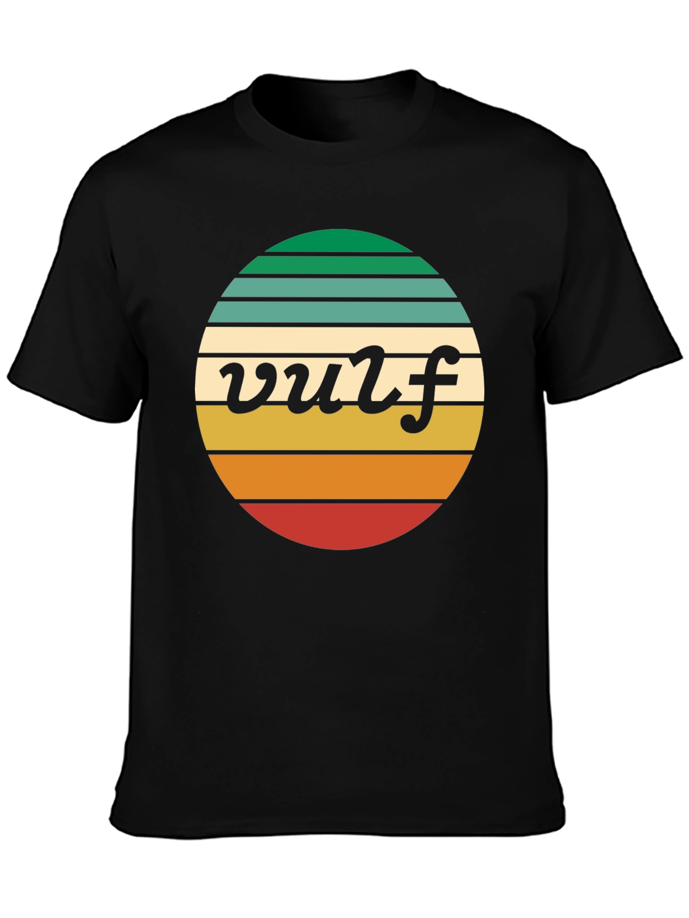Black Retro Vulf Tee - Striped Circle Graphic view 3